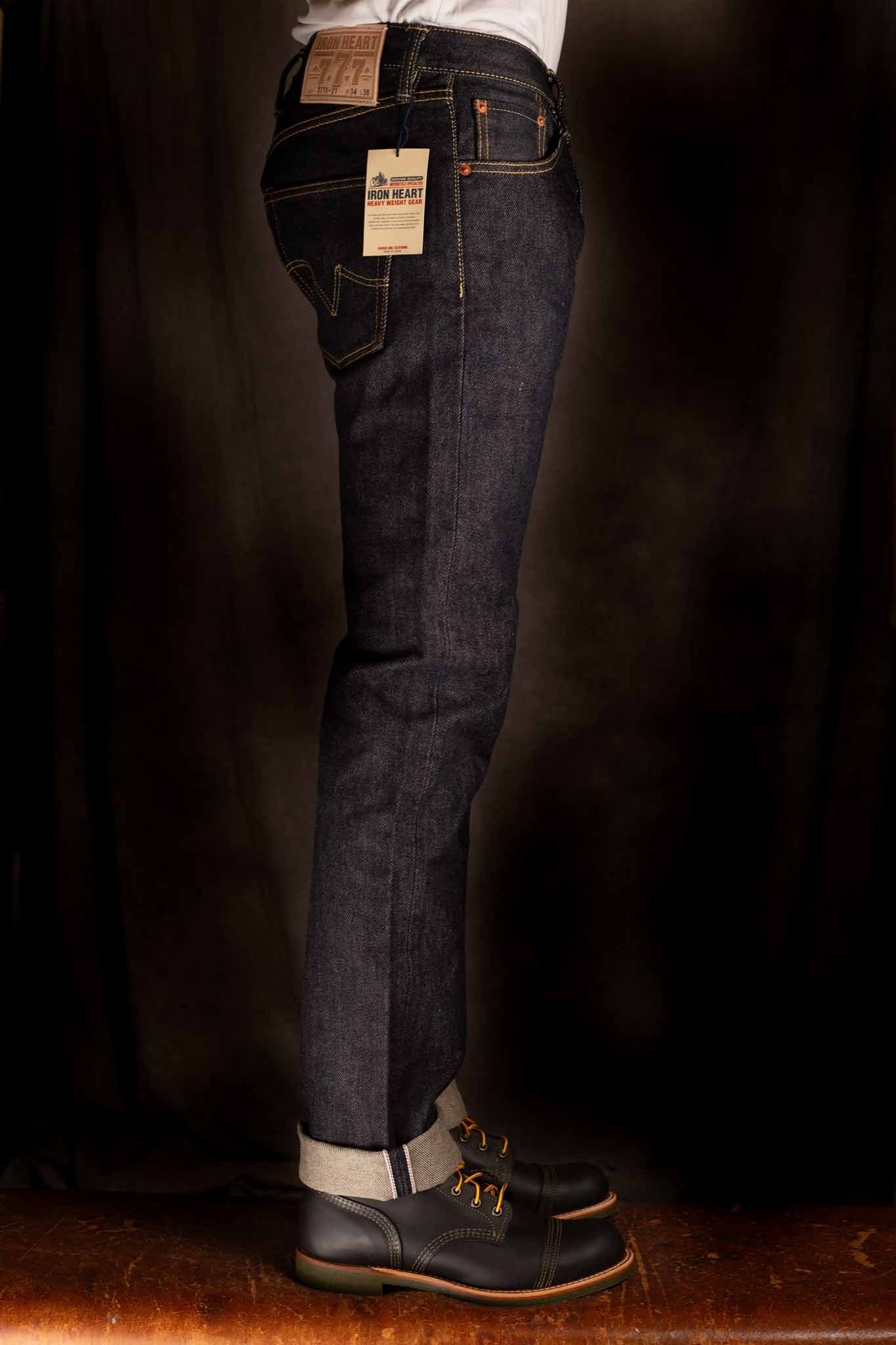 IH-777S-21  Iron Heart 21oz Selvedge Denim Slim Tapered Cut Jeans - Indigo