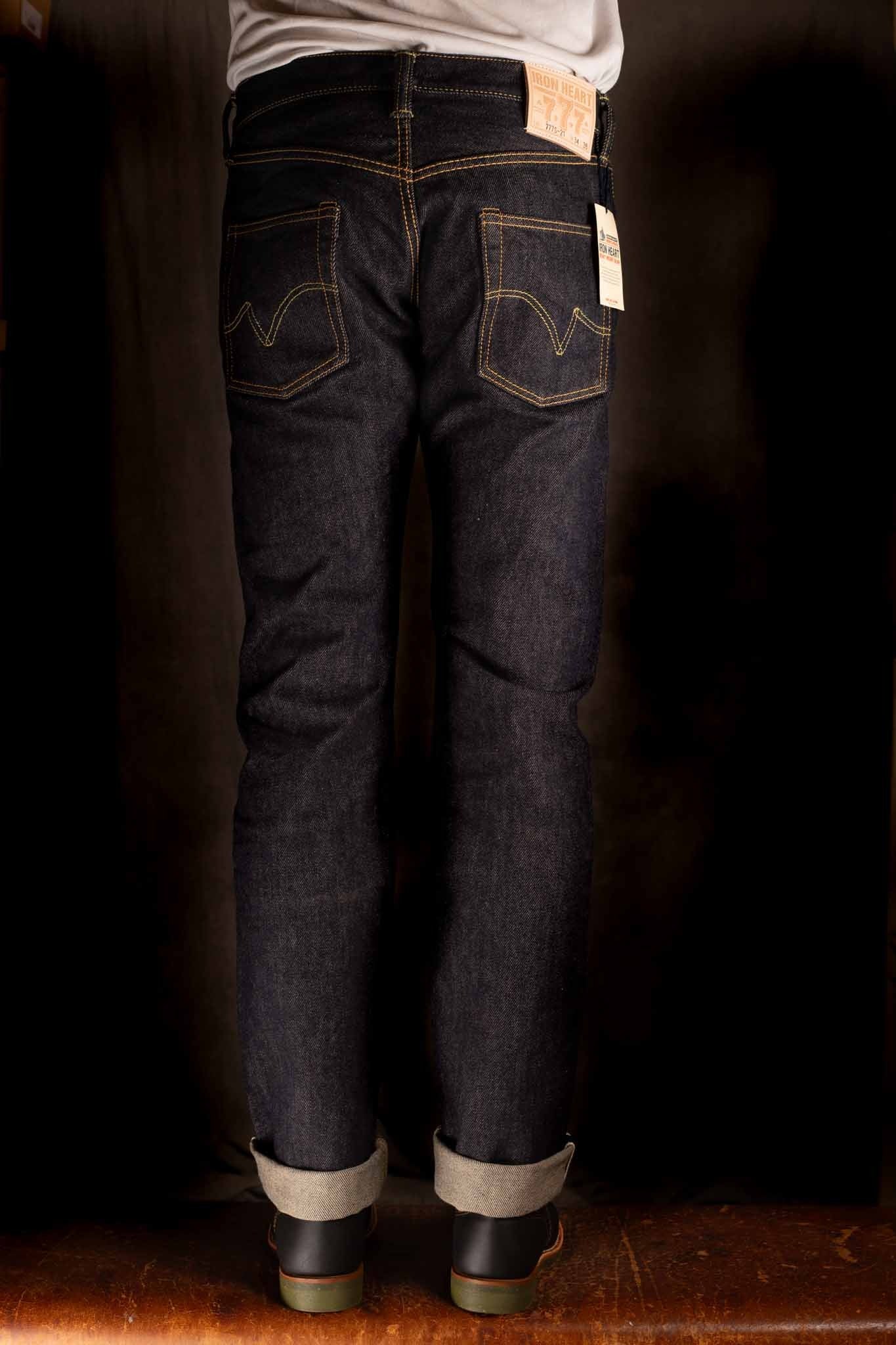 IH-777S-21  Iron Heart 21oz Selvedge Denim Slim Tapered Cut Jeans - Indigo