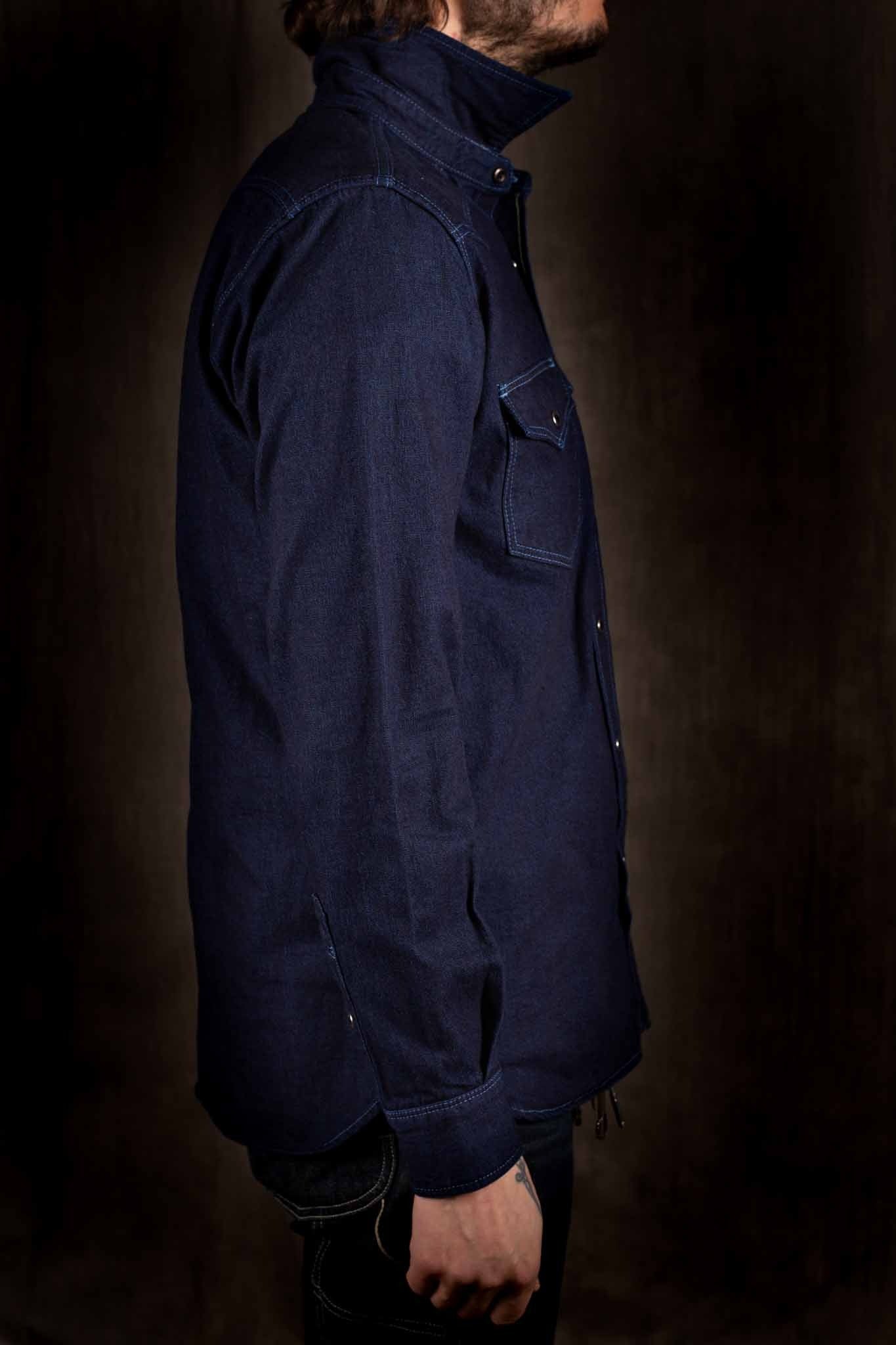 Iron Heart - IHSH-352-BLU  10oz Selvedge Denim Western Shirt - Indigo Overdyed Blue