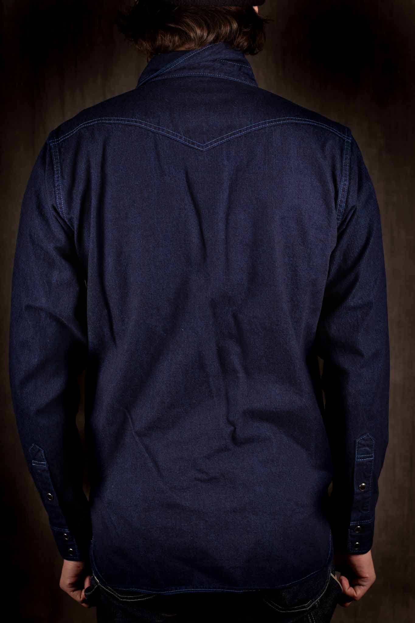 Iron Heart - IHSH-352-BLU  10oz Selvedge Denim Western Shirt - Indigo Overdyed Blue