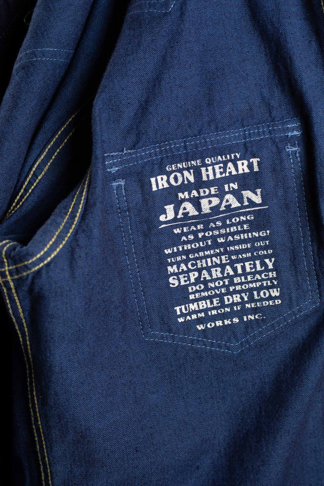 Iron Heart - IHSH-352-BLU  10oz Selvedge Denim Western Shirt - Indigo Overdyed Blue