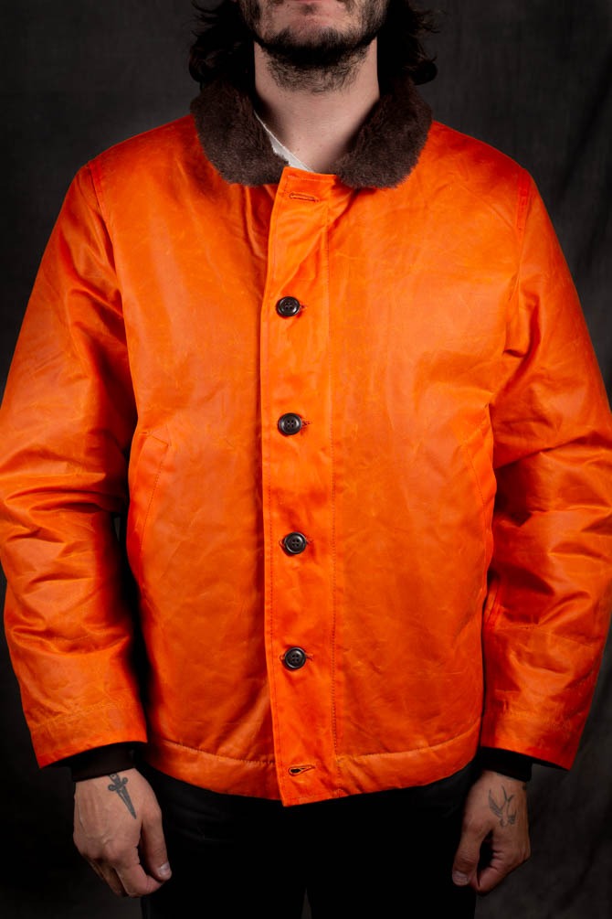 MANIFATTURA CECCARELLI - DECK JACKET WAXED CANVAS 7061-WX Orange