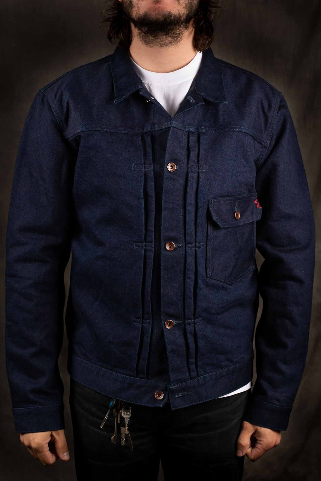 Iron Heart IHJ-140-IG 19oz Selvedge Denim Type I Jacket - Indigo/Grey
