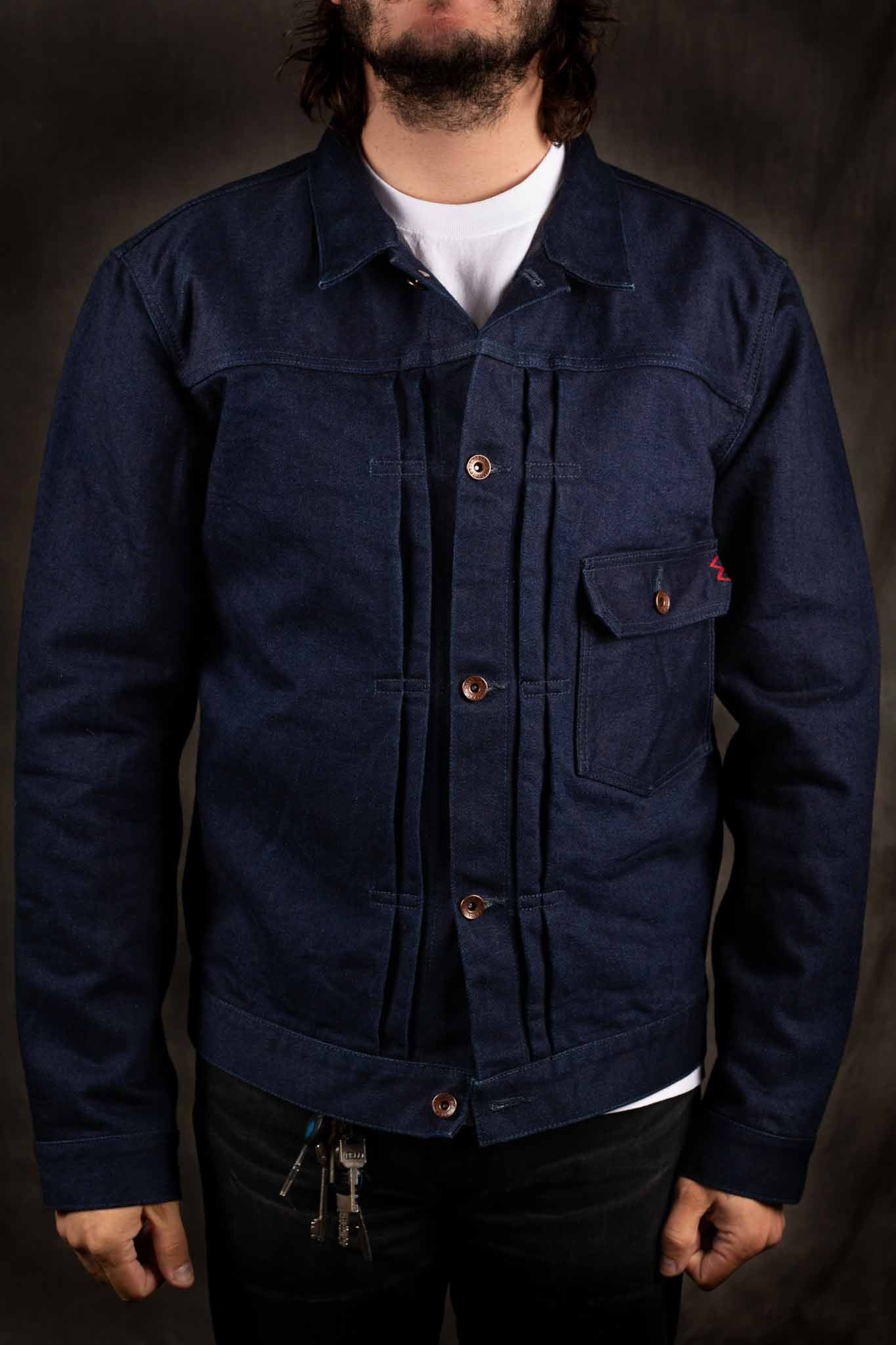 Iron Heart IHJ-140-IG 19oz Selvedge Denim Type I Jacket - Indigo/Grey