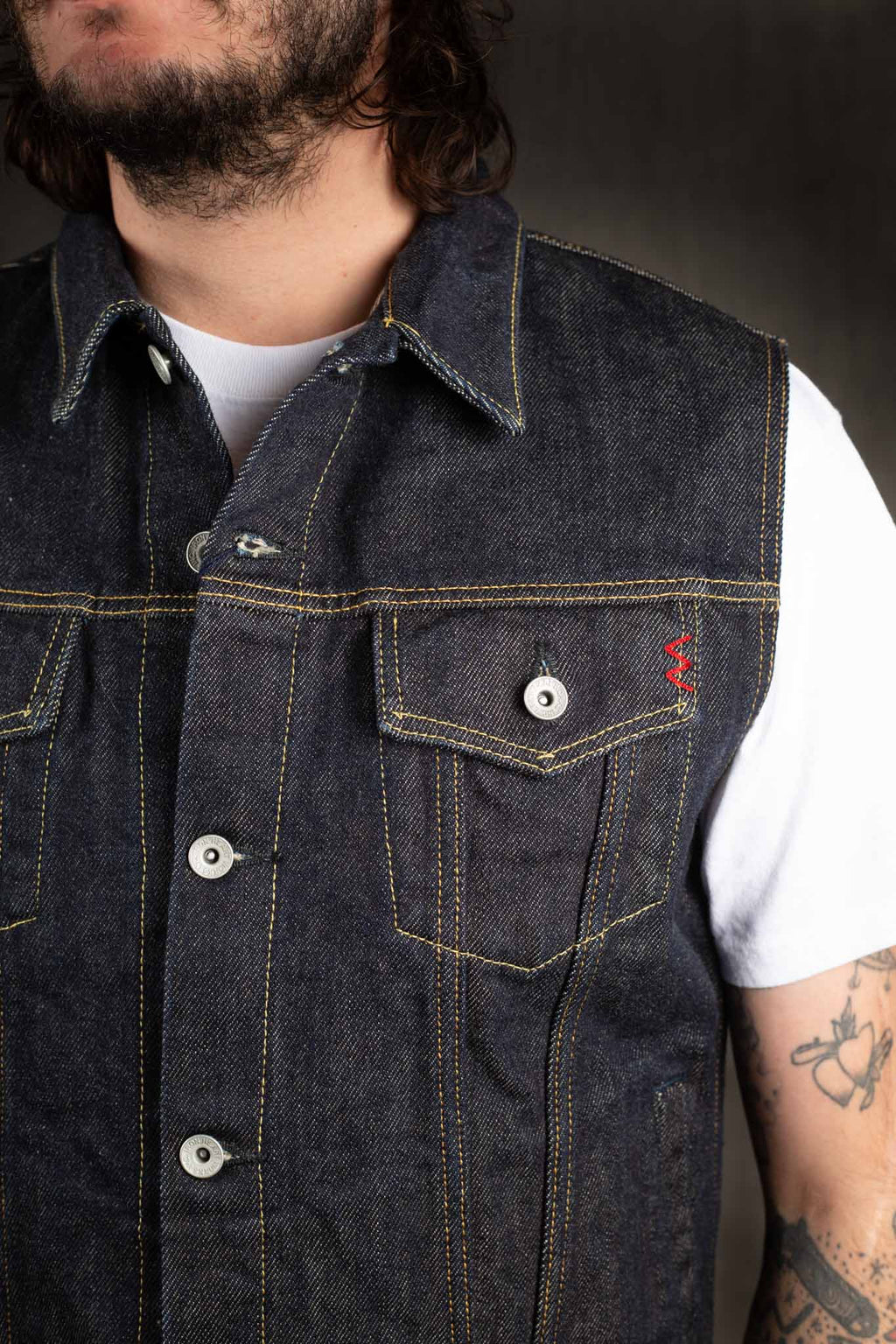 Iron Heart IH-526SV - 21oz Selvedge Denim Modified Type III Vest - Indigo