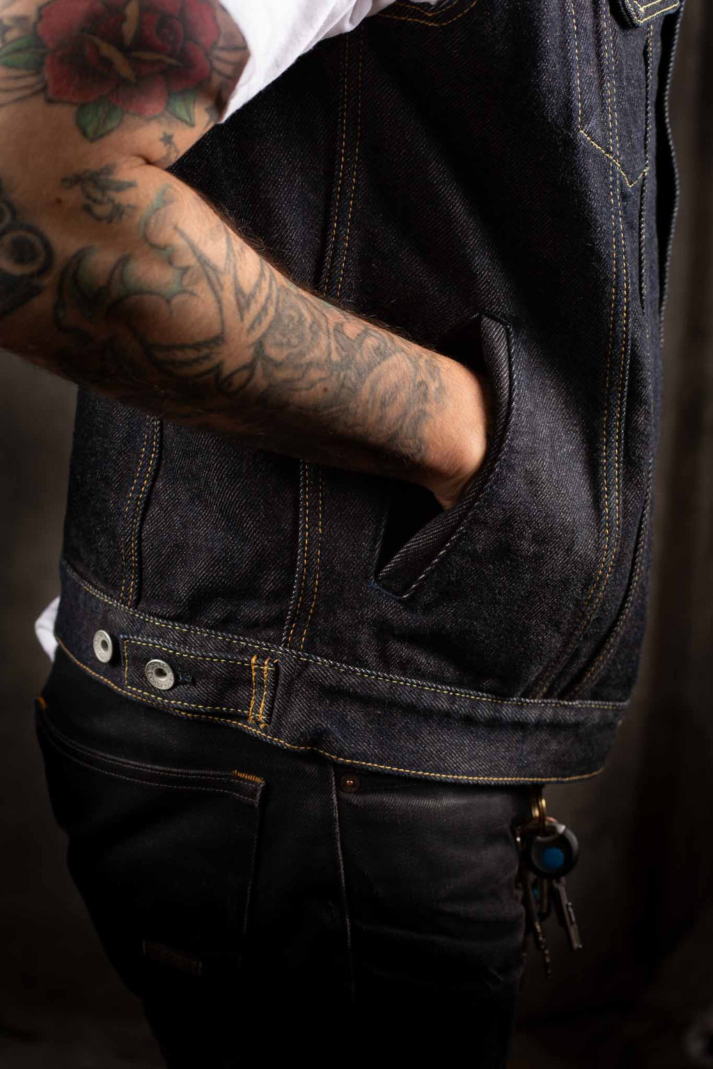 Iron Heart IH-526SV - 21oz Selvedge Denim Modified Type III Vest - Indigo