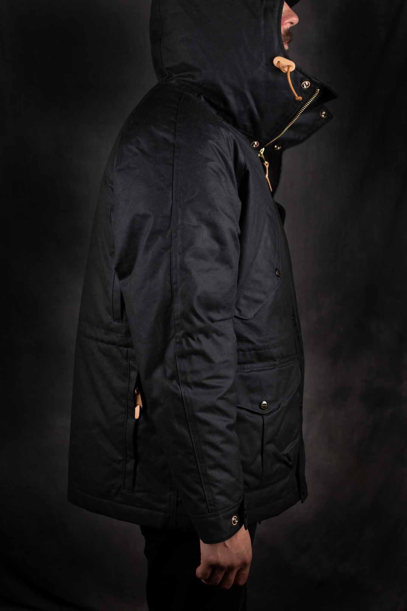 MANIFATTURA CECCARELLI - DOWN PARKA JACKET WAXED CANVAS 7026-WX BLACK