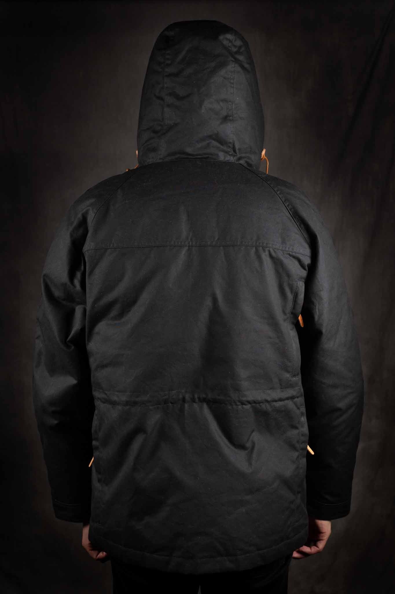 MANIFATTURA CECCARELLI - DOWN PARKA JACKET WAXED CANVAS 7026-WX BLACK