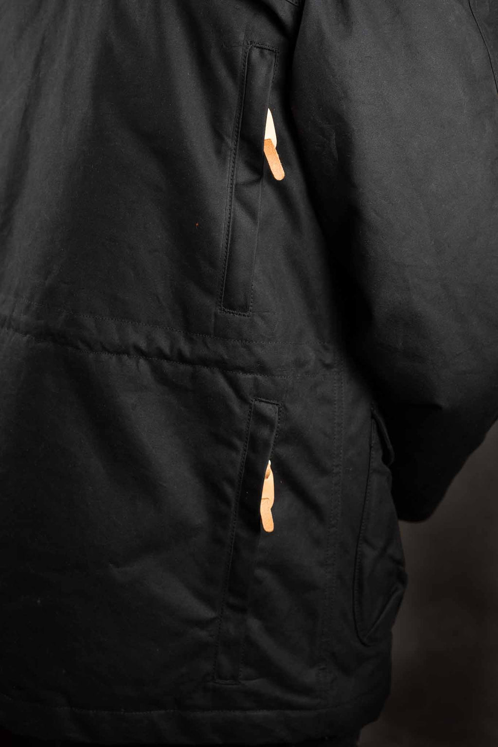 MANIFATTURA CECCARELLI - DOWN PARKA JACKET WAXED CANVAS 7026-WX BLACK