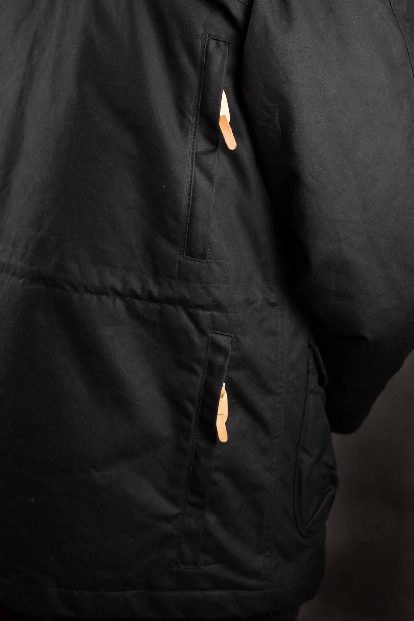 MANIFATTURA CECCARELLI - DOWN PARKA JACKET WAXED CANVAS 7026-WX BLACK