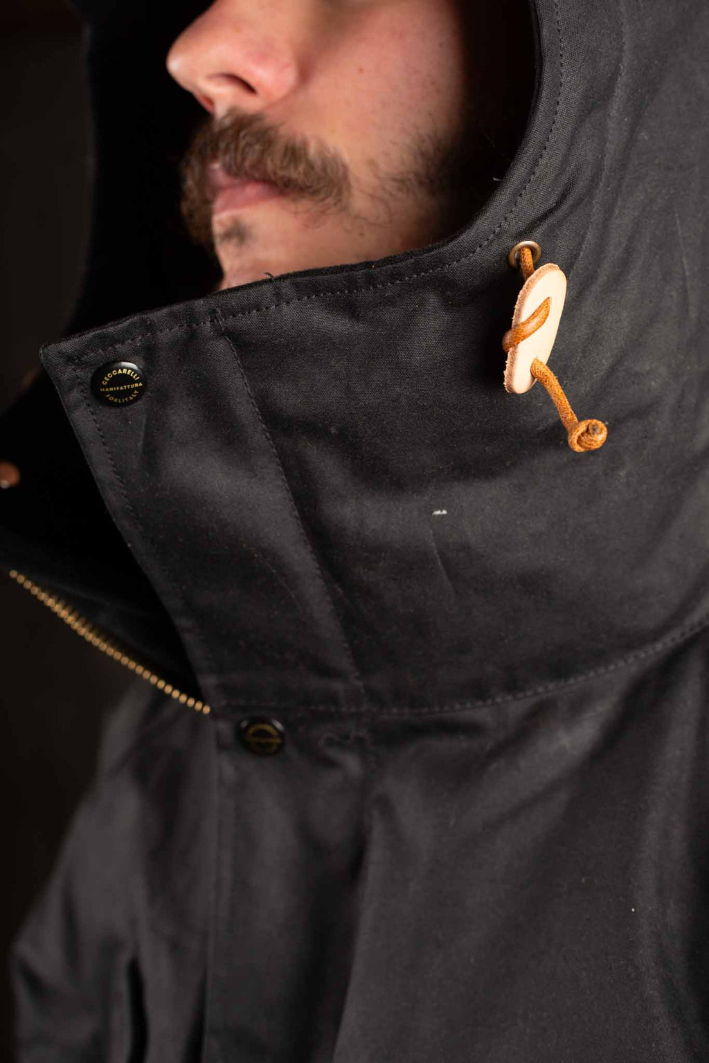 MANIFATTURA CECCARELLI - DOWN PARKA JACKET WAXED CANVAS 7026-WX BLACK