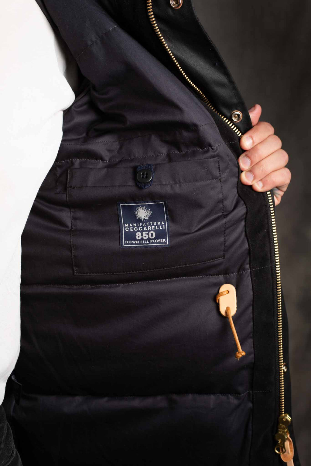 MANIFATTURA CECCARELLI - DOWN PARKA JACKET WAXED CANVAS 7026-WX BLACK