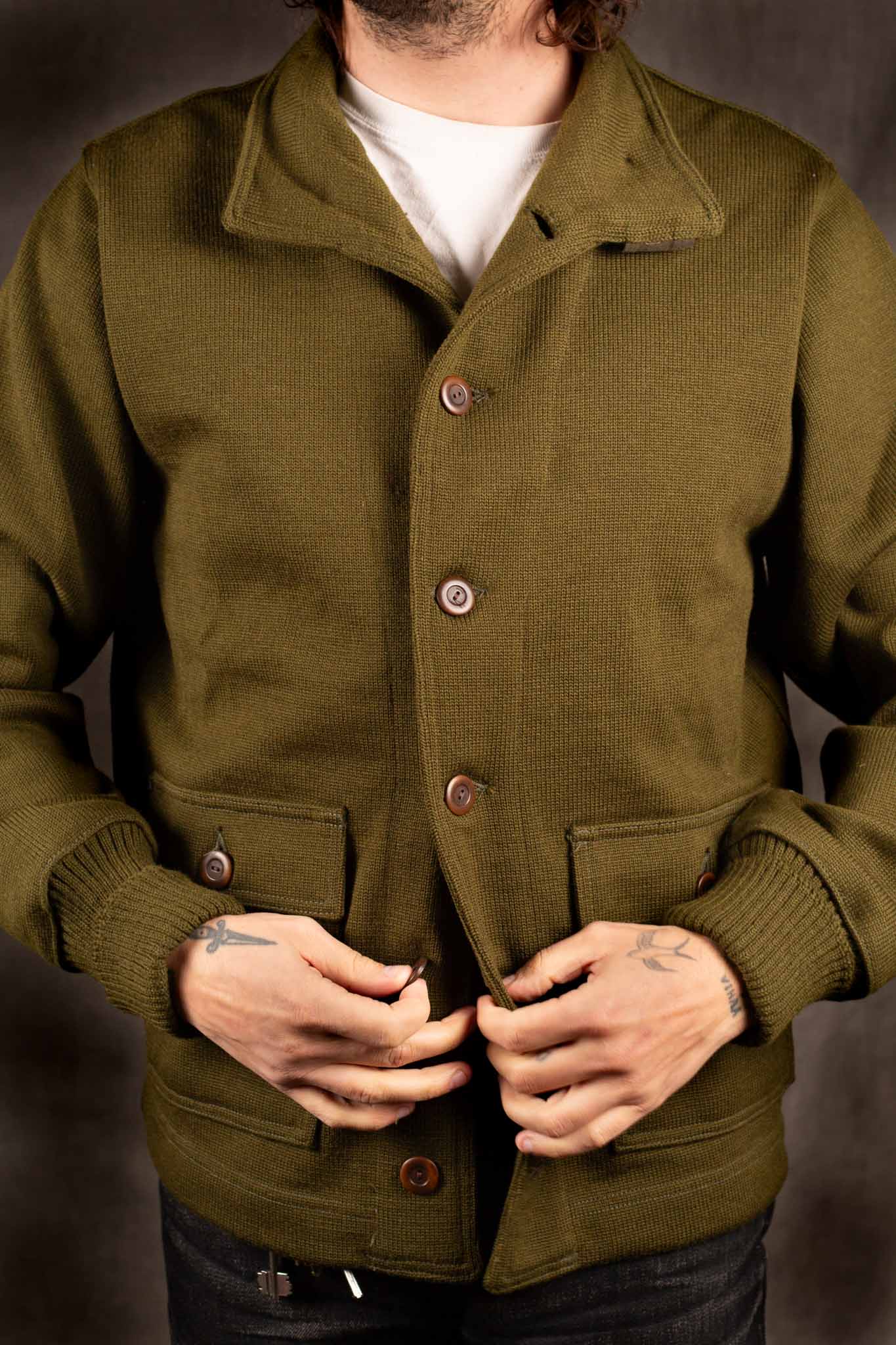 Dehen Submariner Sweater Coat - Loden