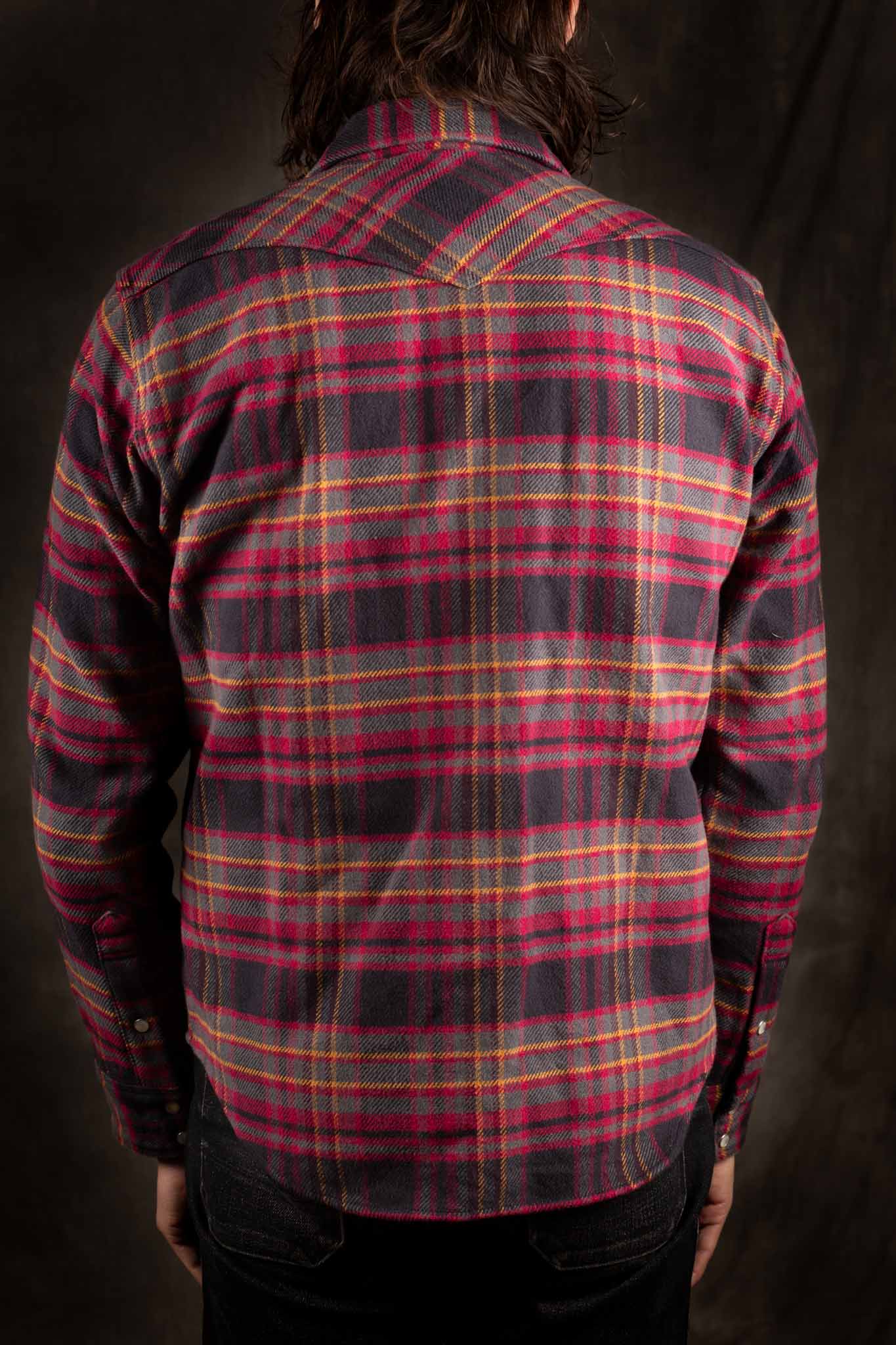 Iron Heart IHSH-403-GRY - 11oz Ultra Heavy Flannel Line Check Western Shirt - Grey