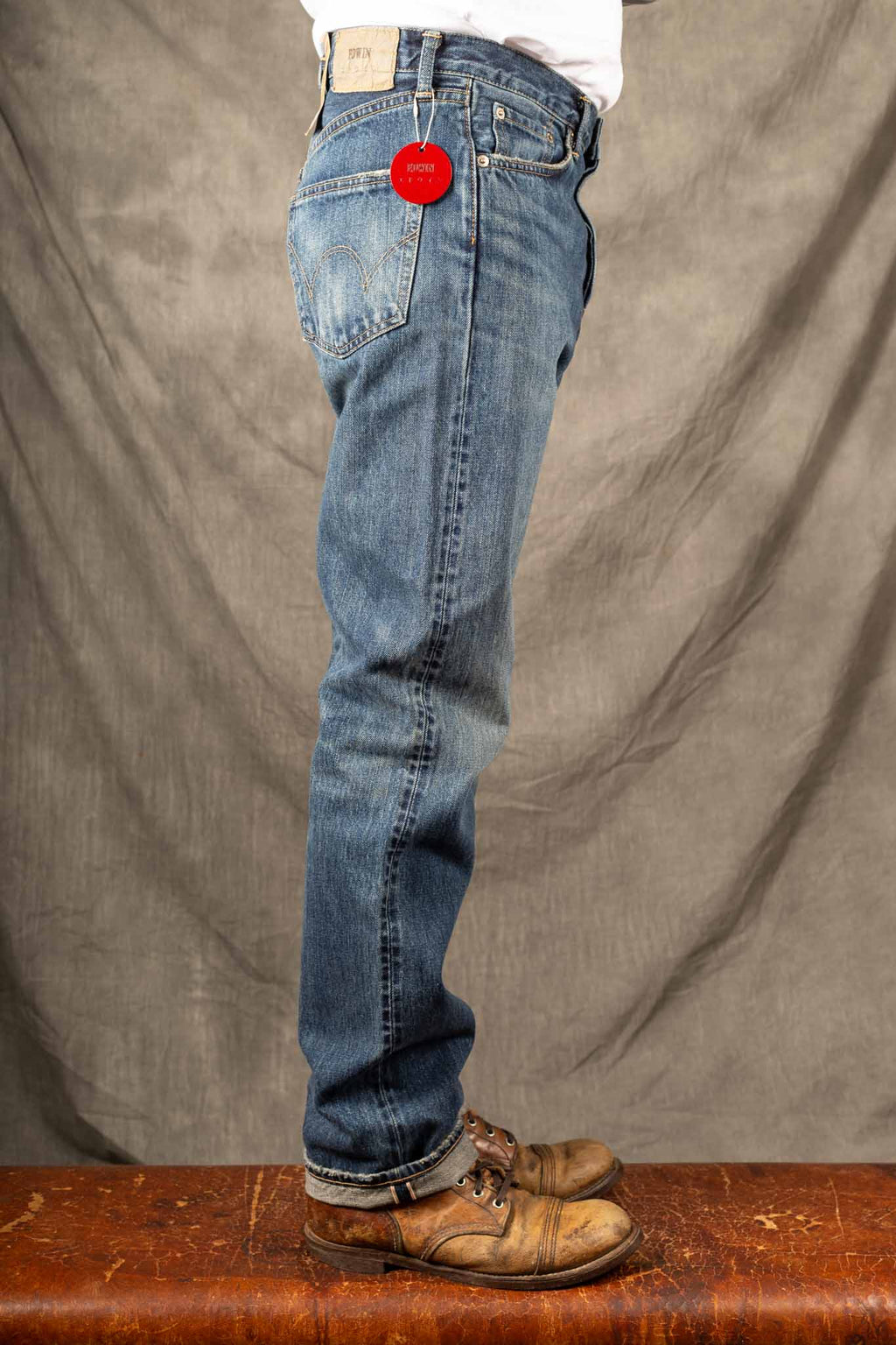 Edwin Made in Japan, REGULAR Straight JEANS - 14oz Kurabo Red Selvage Mid Dark Used Wash - I034254-016B