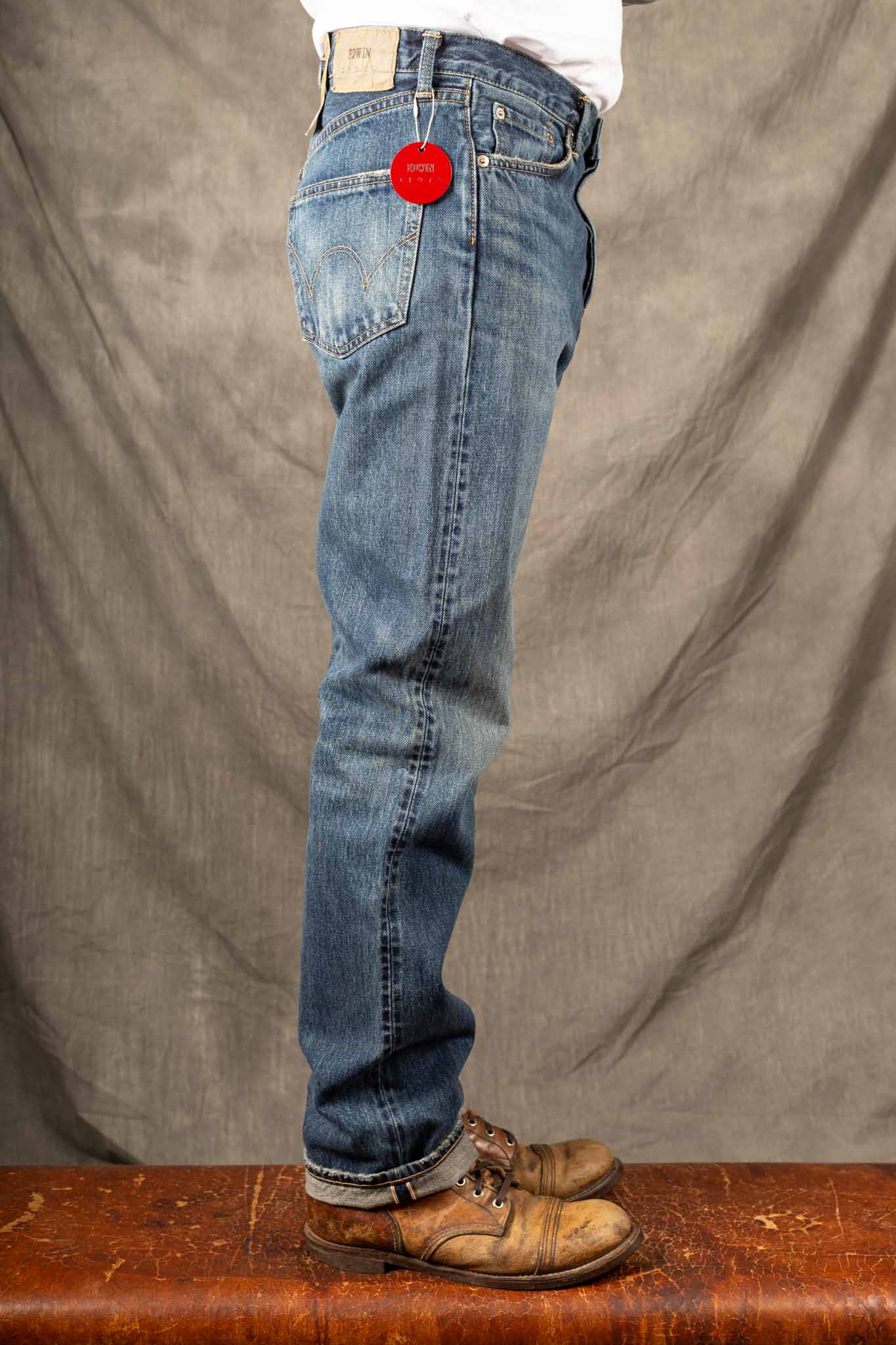 Edwin Made in Japan, REGULAR Straight JEANS - 14oz Kurabo Red Selvage Mid Dark Used Wash - I034254-016B