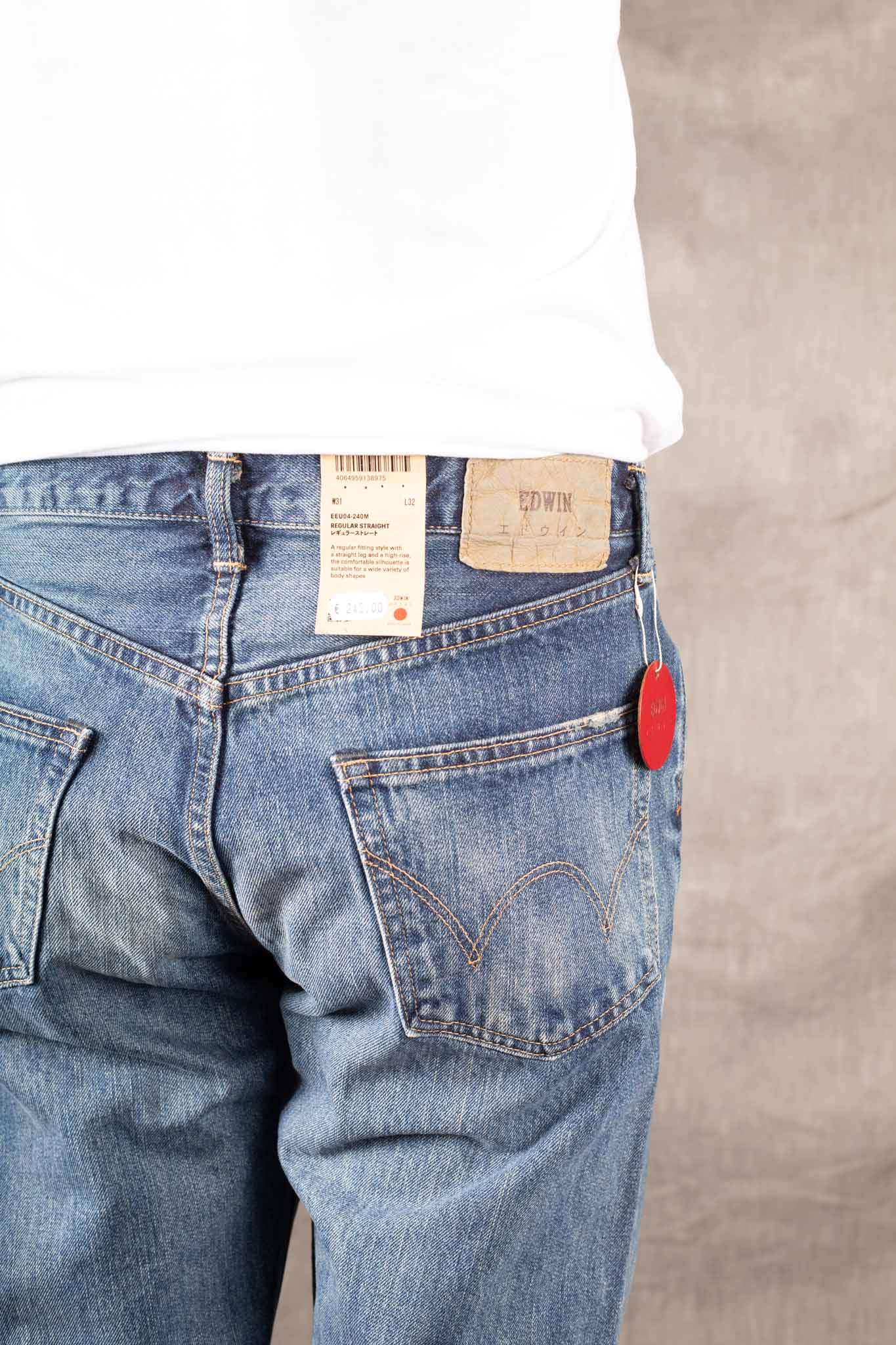 Edwin Made in Japan, REGULAR Straight JEANS - 14oz Kurabo Red Selvage Mid Dark Used Wash - I034254-016B