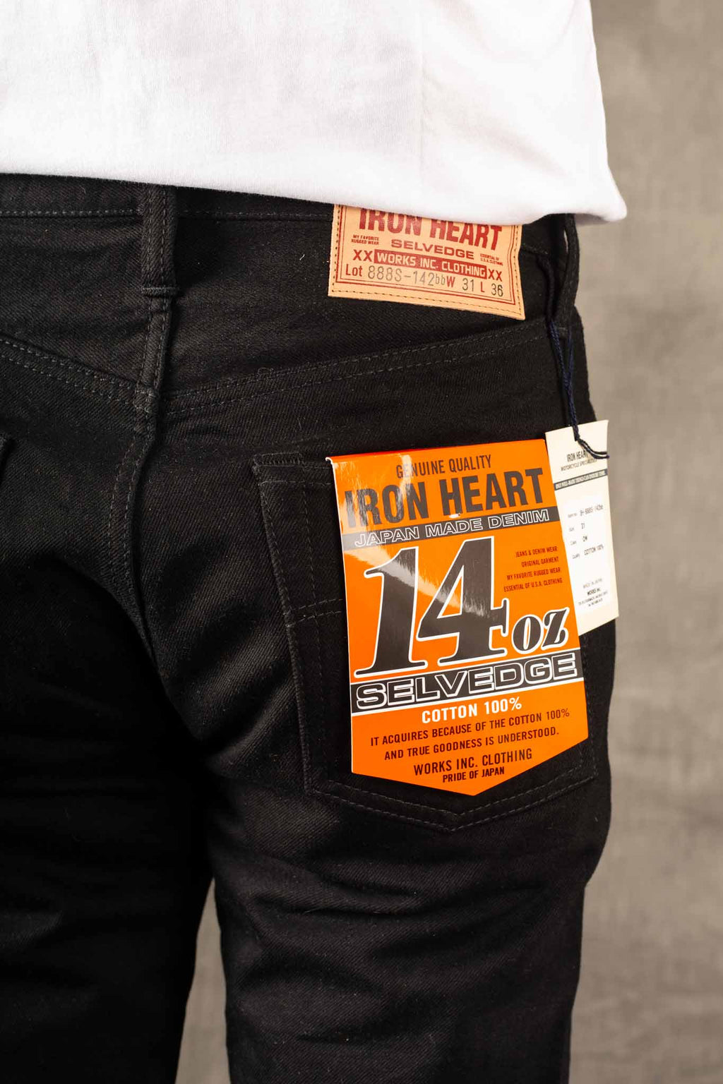 Iron Heart IH-888S-142bb 14oz Selvedge Denim Super Black (Fades to Grey)