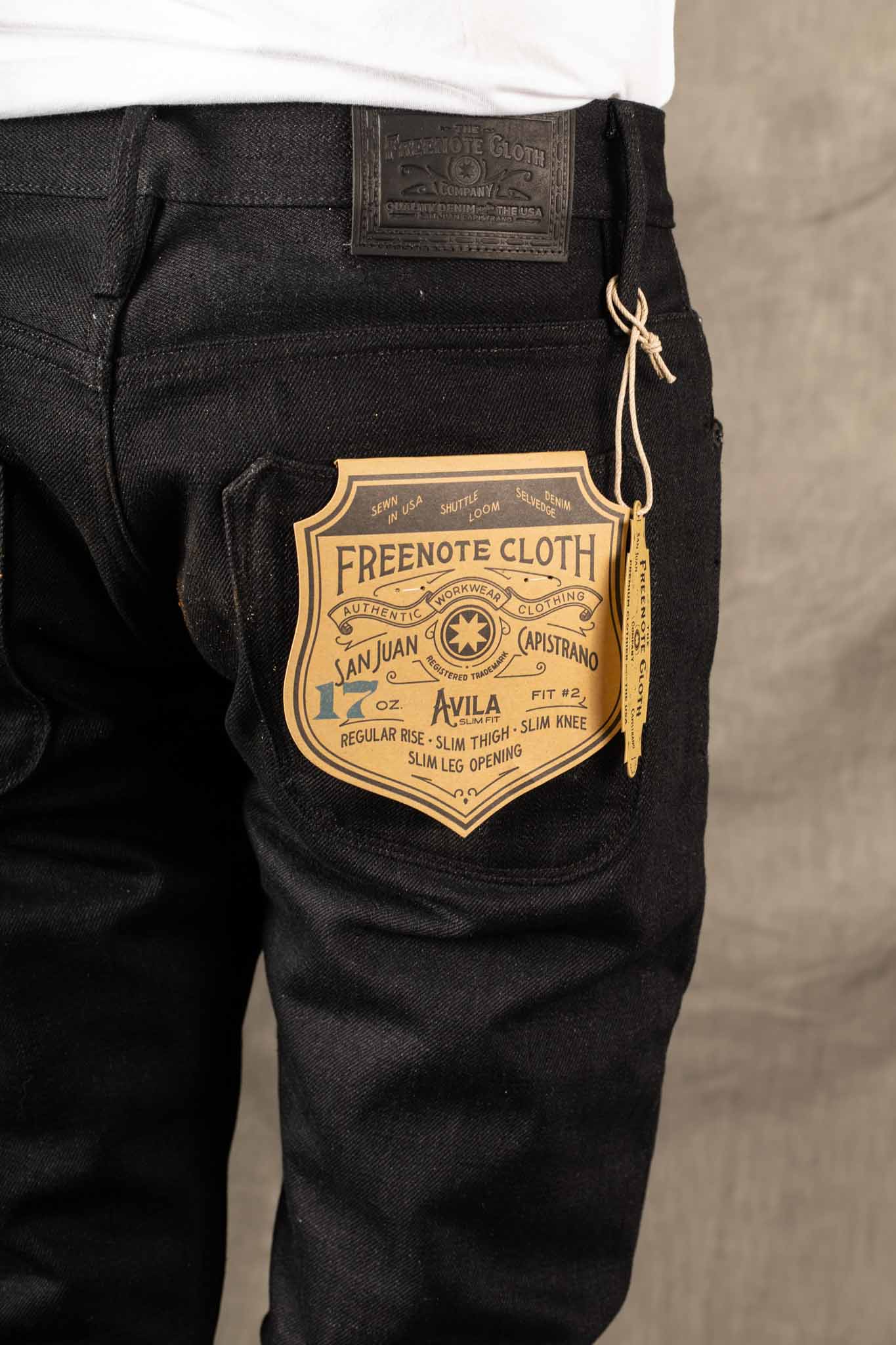 Freenote Cloth - avila slim taper 17 ounce black denim