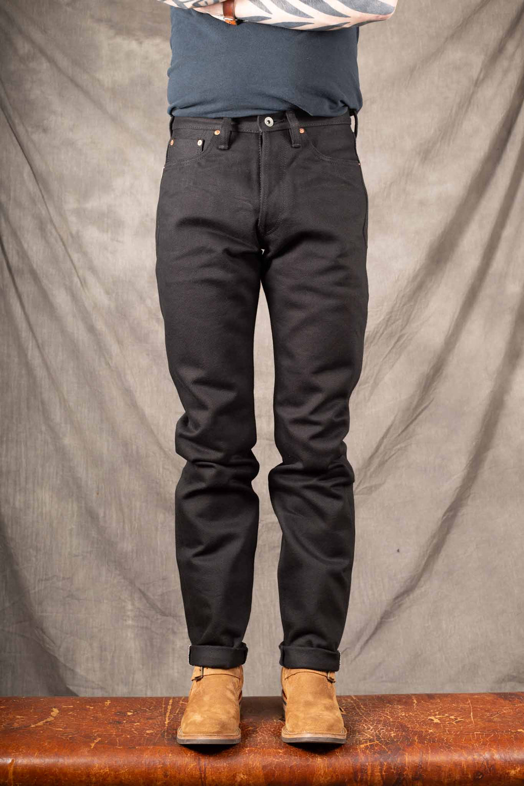 Iron Heart IH-555-SB 21oz Selvedge Denim Super Iron Heart Slim Cut Jeans - Superblack Non-Fade