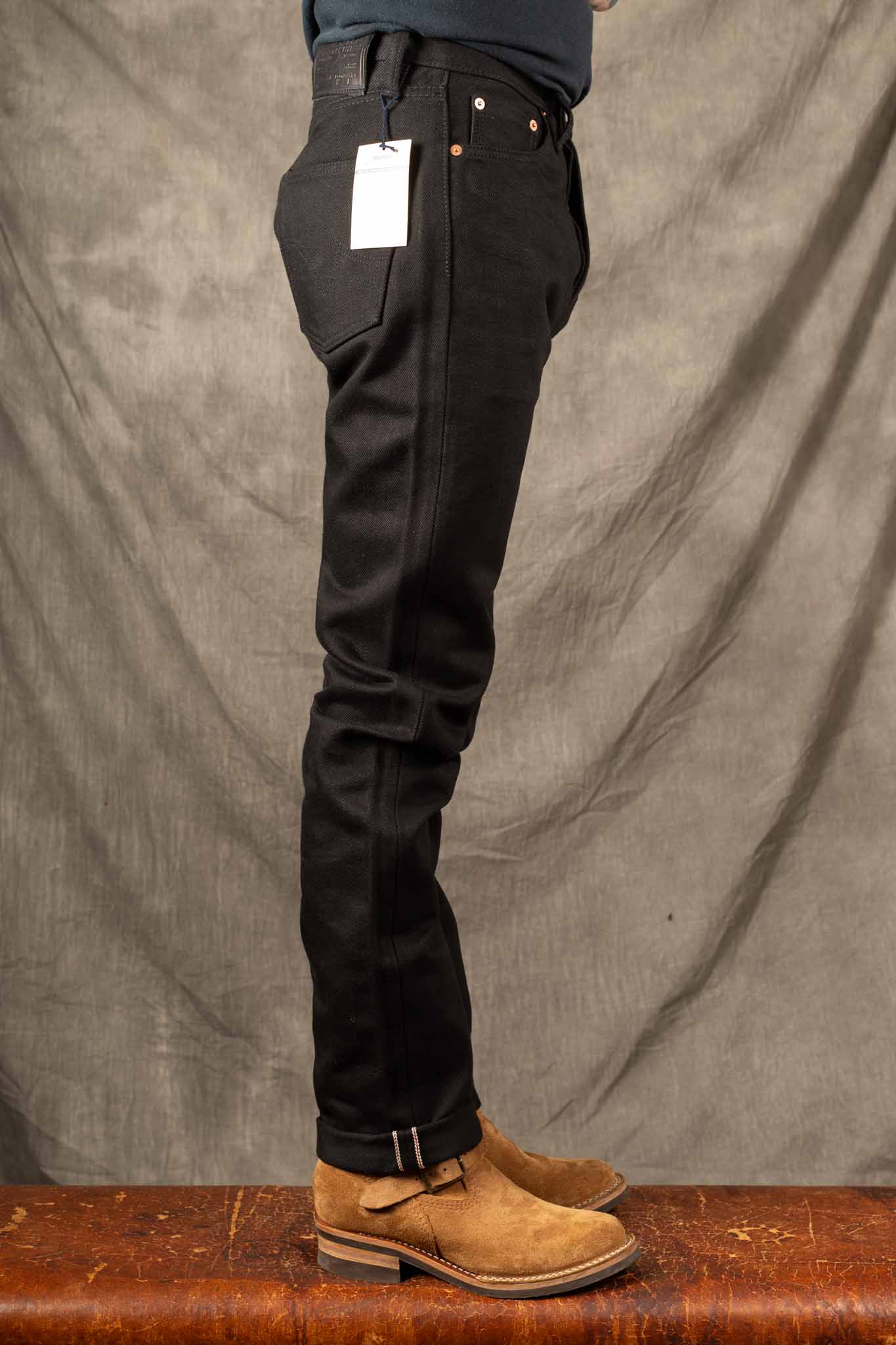 Iron Heart IH-888S-SB - 21oz Non-Fade Selvedge Denim Medium/High Rise Tapered Cut - Superblack