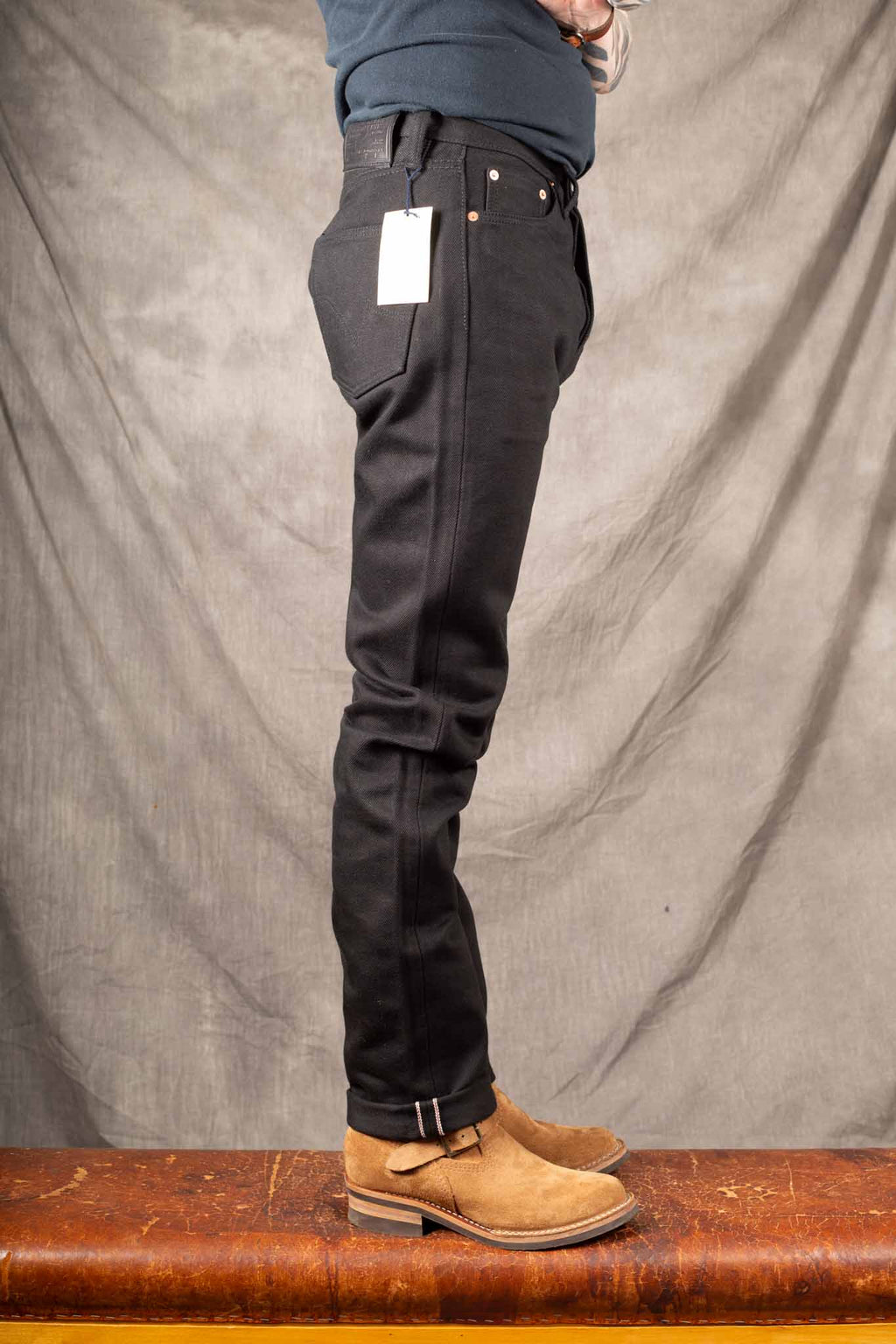 Iron Heart IH-555-SB 21oz Selvedge Denim Super Iron Heart Slim Cut Jeans - Superblack Non-Fade