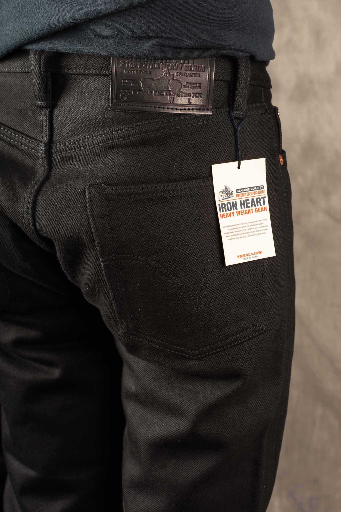 Iron Heart IH-888S-SB - 21oz Non-Fade Selvedge Denim Medium/High Rise Tapered Cut - Superblack