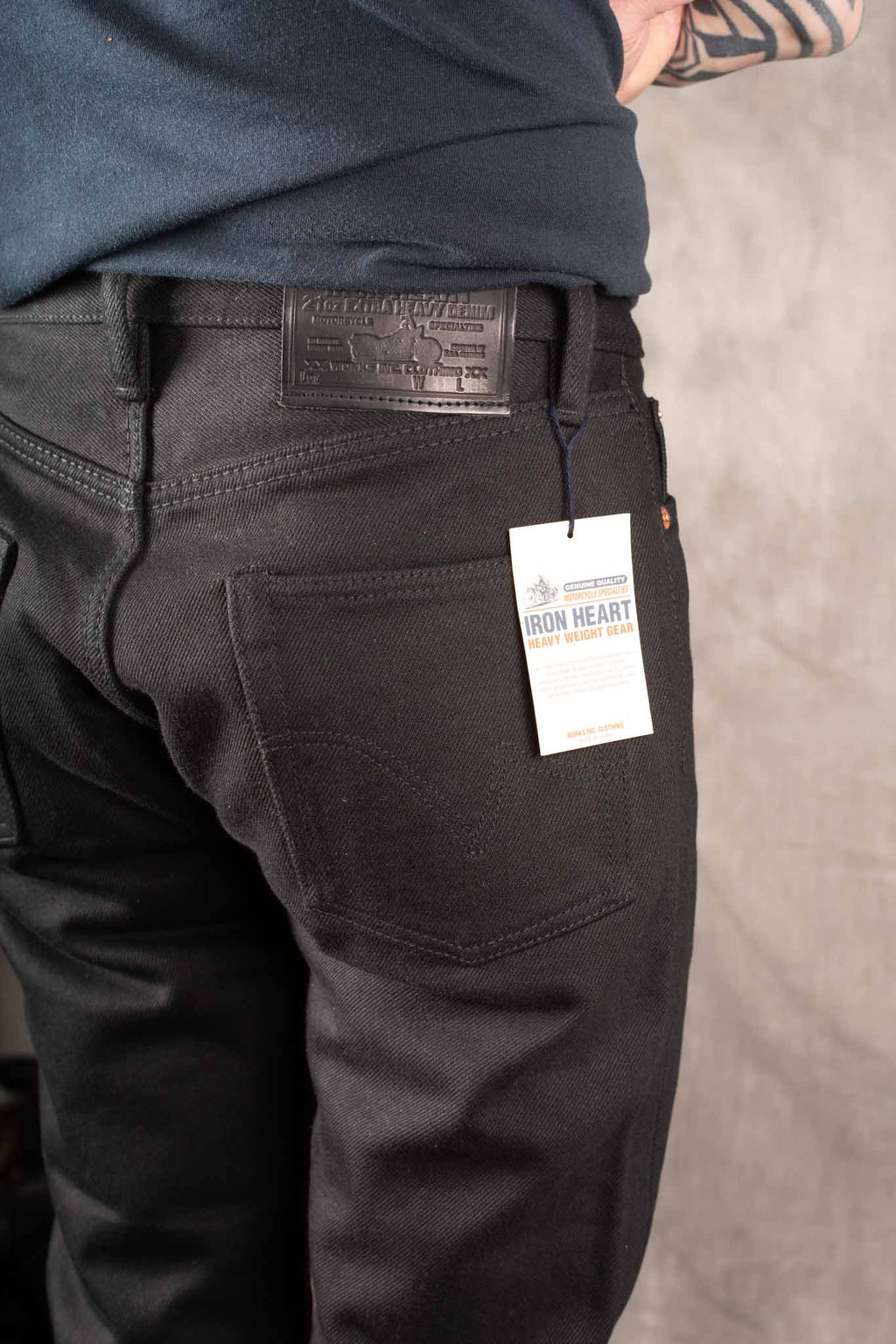 Iron Heart IH-555-SB 21oz Selvedge Denim Super Iron Heart Slim Cut Jeans - Superblack Non-Fade