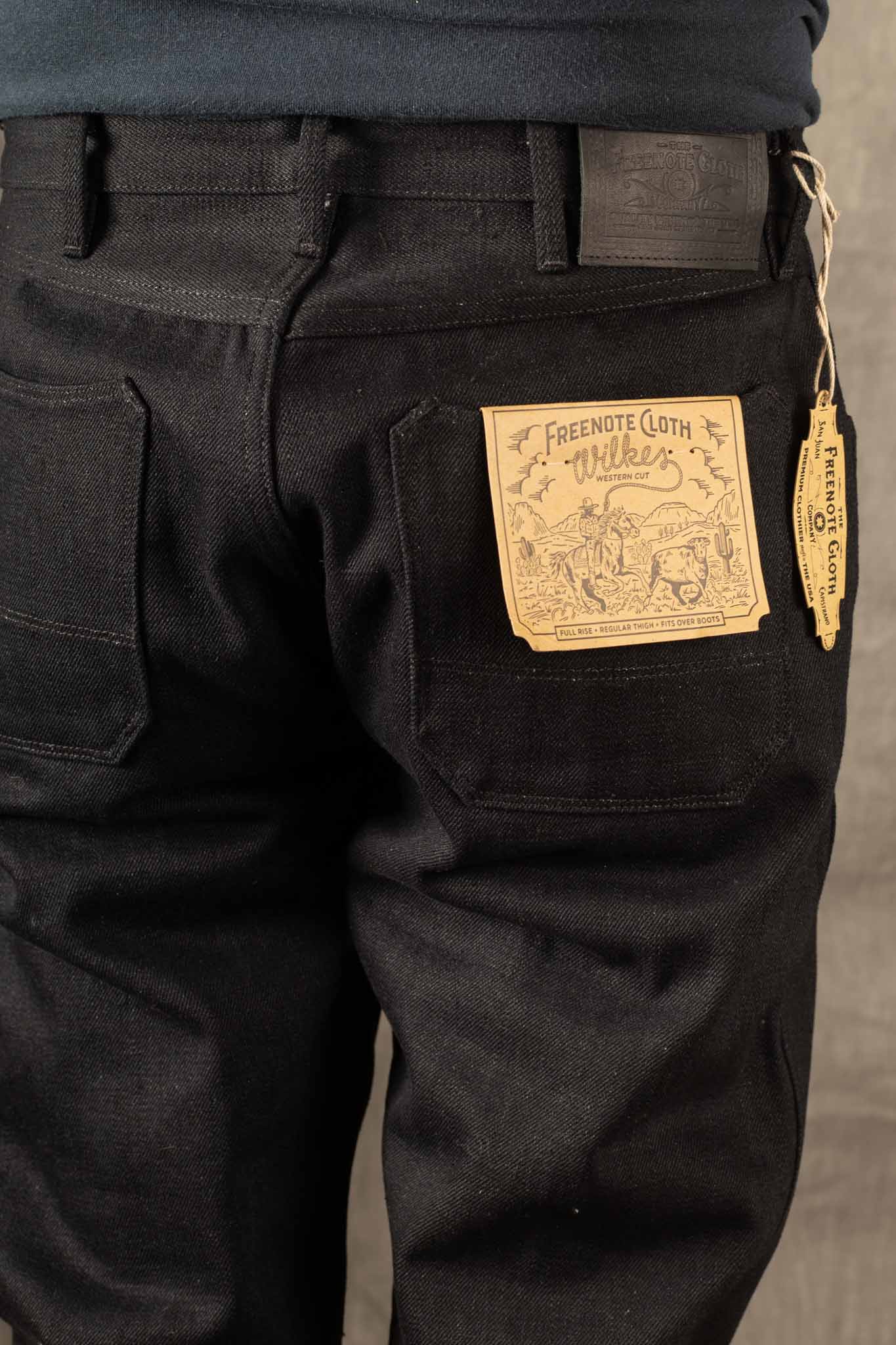 Freenote Cloth - wilkes western 17 ounce black denim