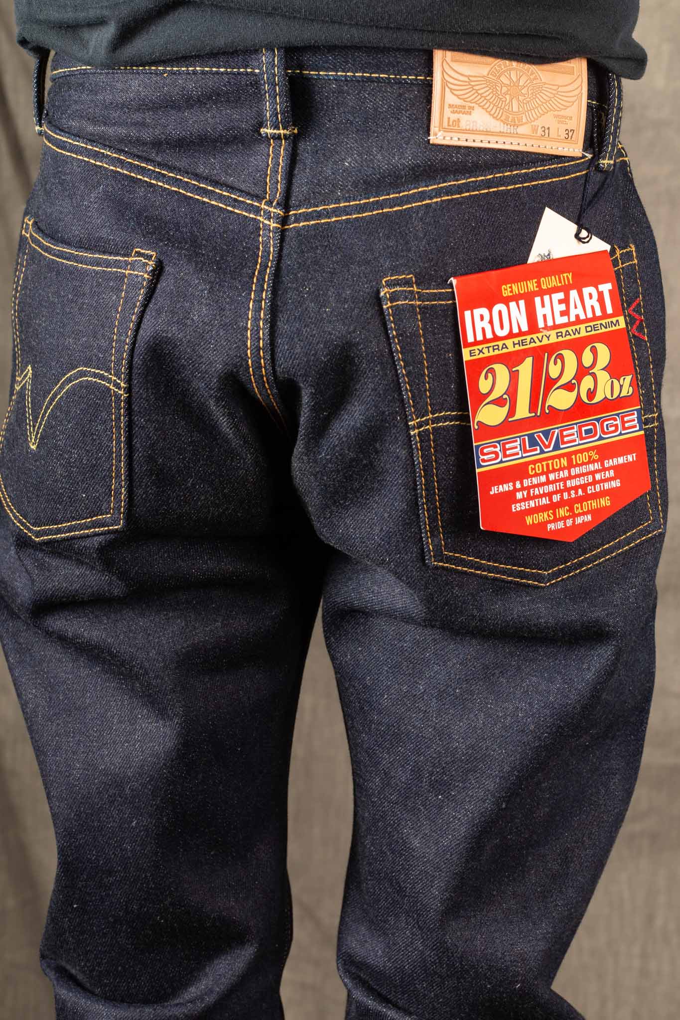 IH-888-UHR - 21/23oz Ultra Heavy Raw Selvedge Denim High Rise Tapered Cut Jeans