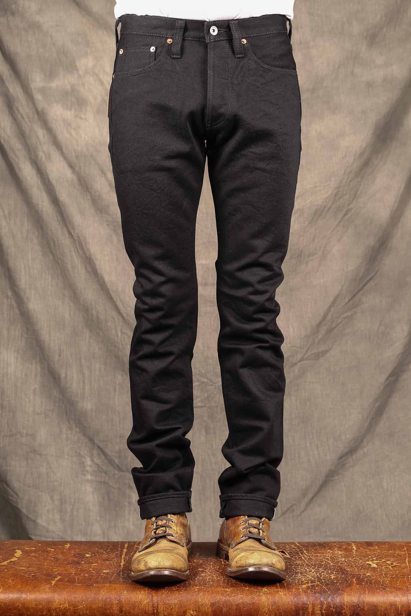 Iron Heart IH-555S-142bb - 14oz Selvedge Denim Slim Jeans - Black/Black