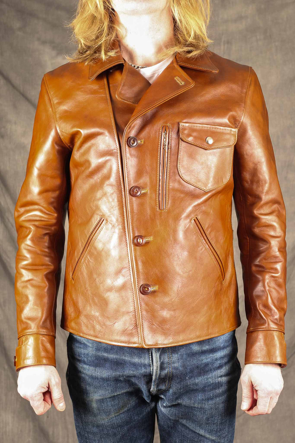 Double Helix The Rider Unus Horsehide Jacket - Middle Brown