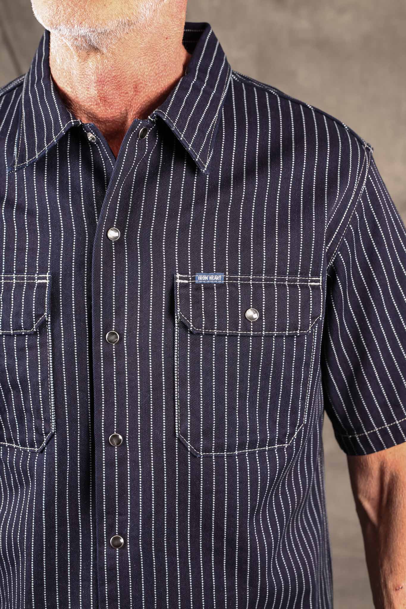 Iron Heart IHSH-416-IND - 10oz Wabash Short Sleeved Mechanic Shirt - Indigo
