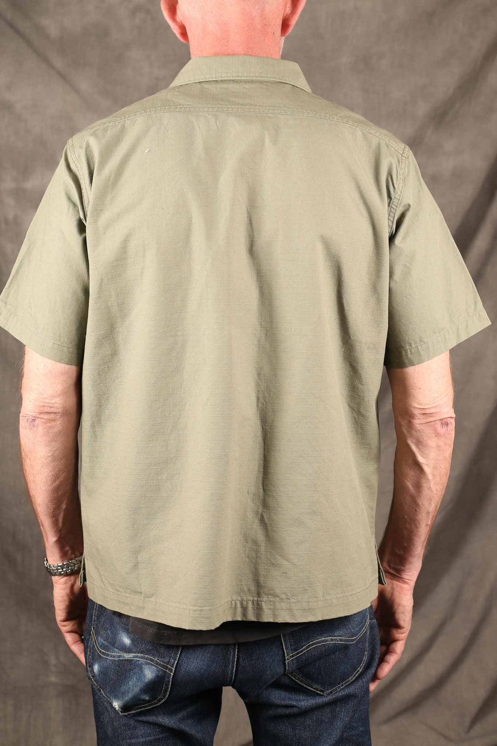 Iron Heart IHSH-415-GRN 8oz Ripstop Short Sleeved Mechanic Shirt - Military Green