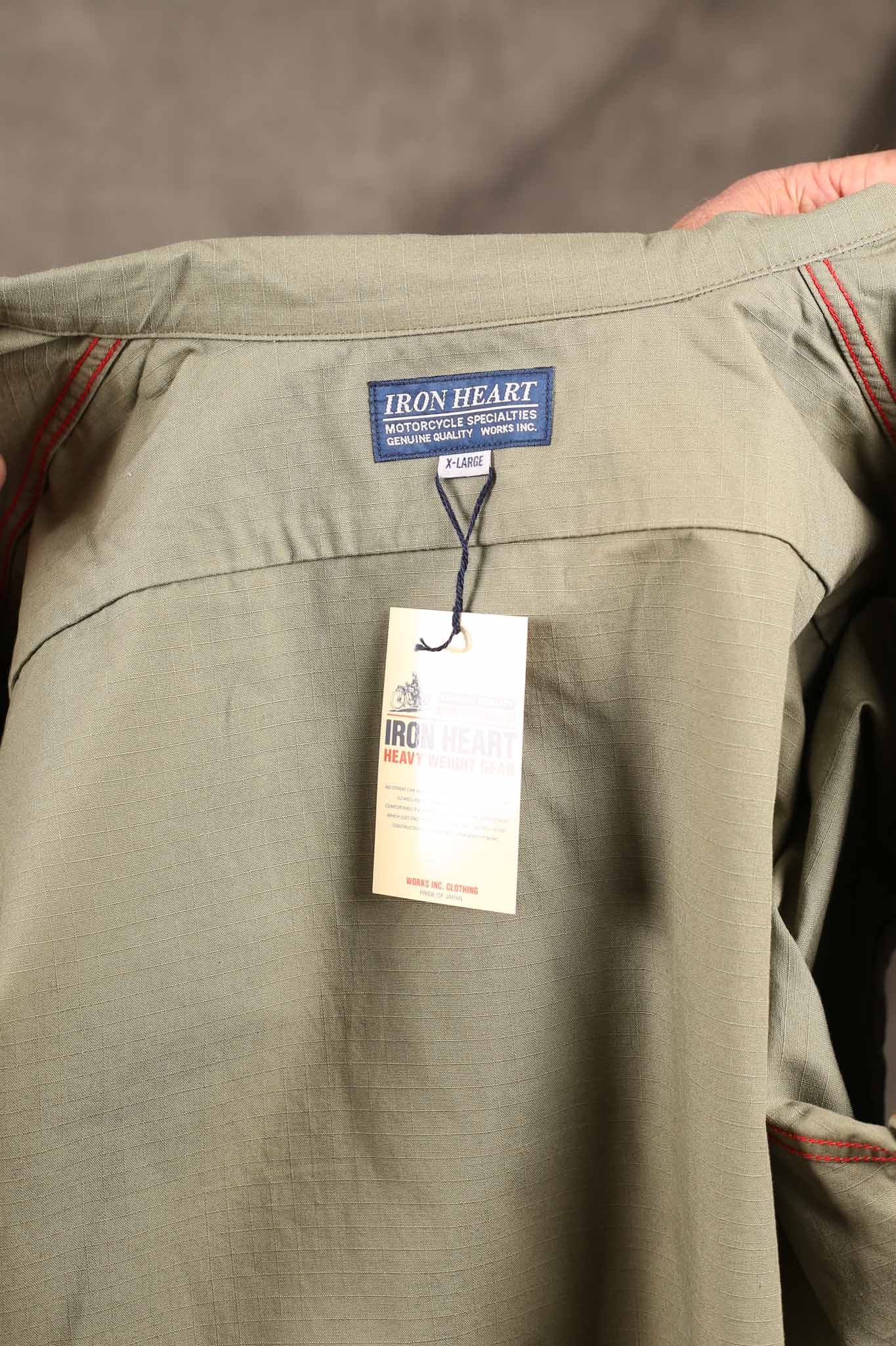 Iron Heart IHSH-415-GRN 8oz Ripstop Short Sleeved Mechanic Shirt - Military Green