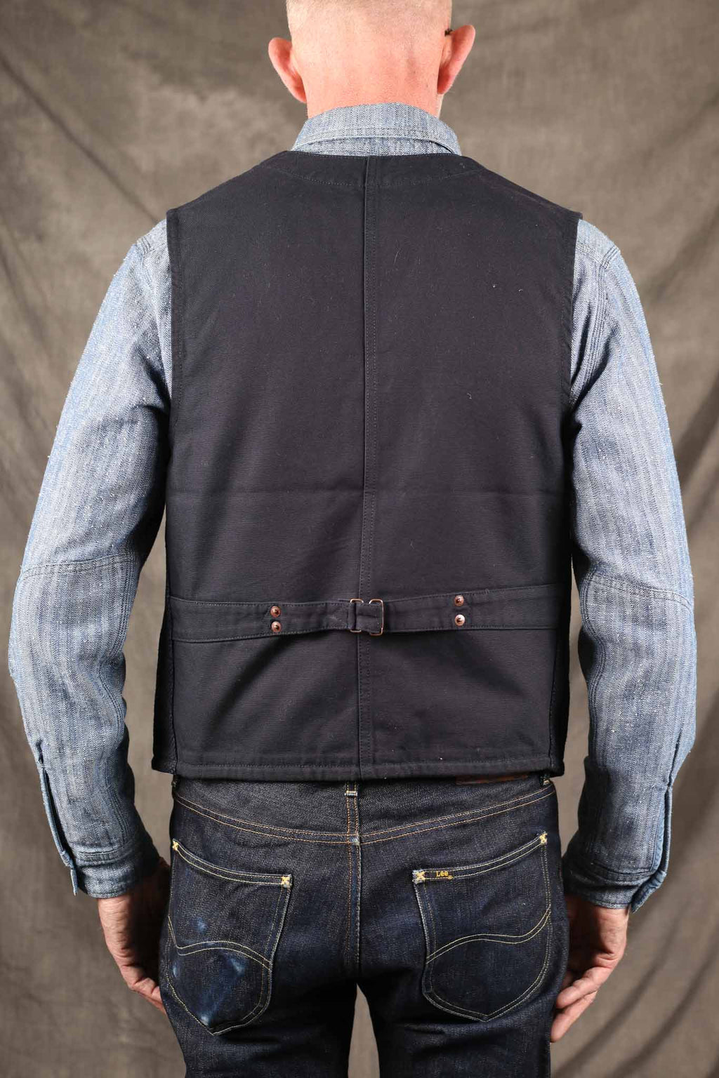 Iron Heart IHV-50-IND 14oz Sashiko Dobby Cloth / Duck Work Vest - Indigo