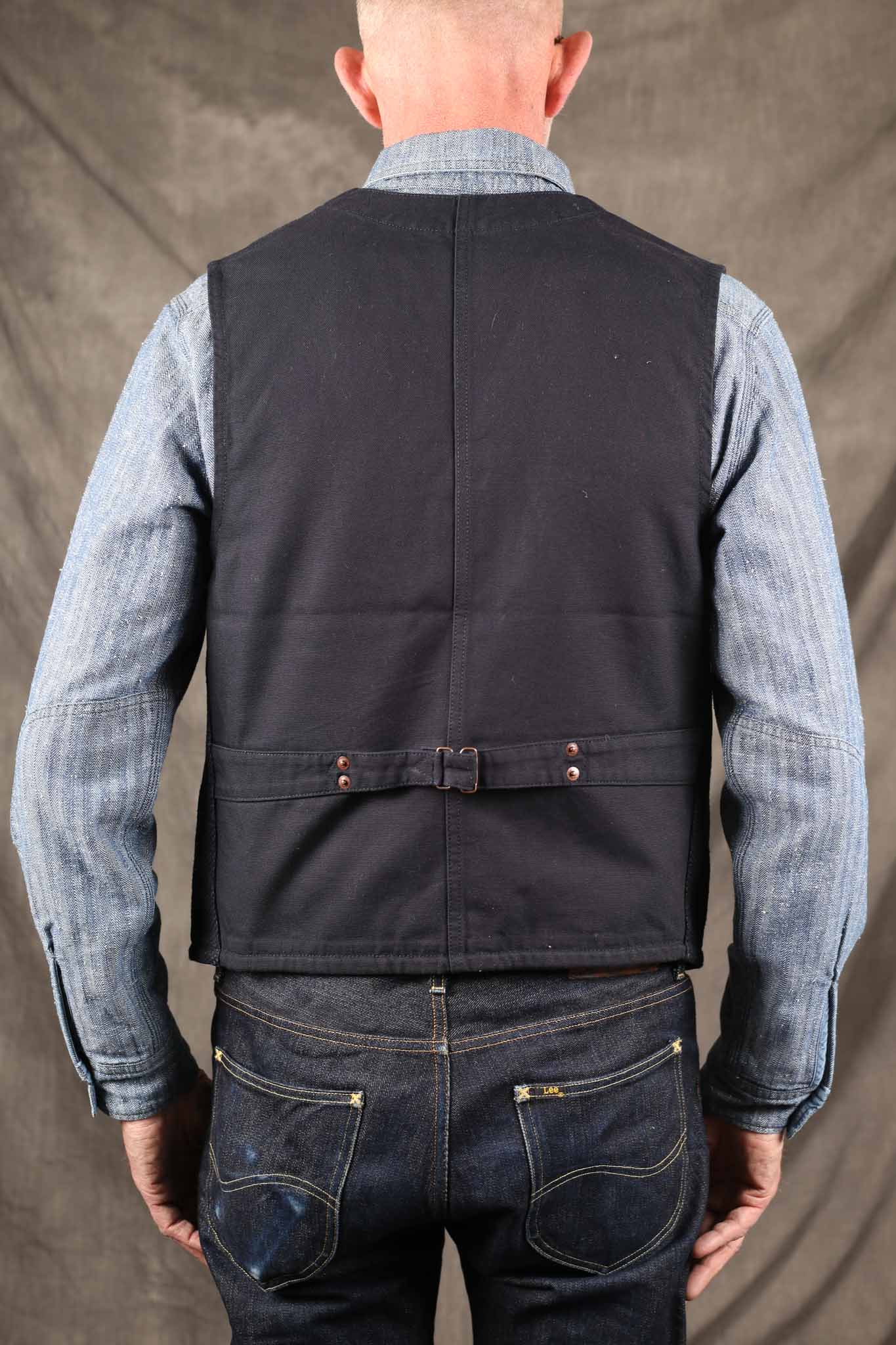Iron Heart IHV-50-IND 14oz Sashiko Dobby Cloth / Duck Work Vest - Indigo