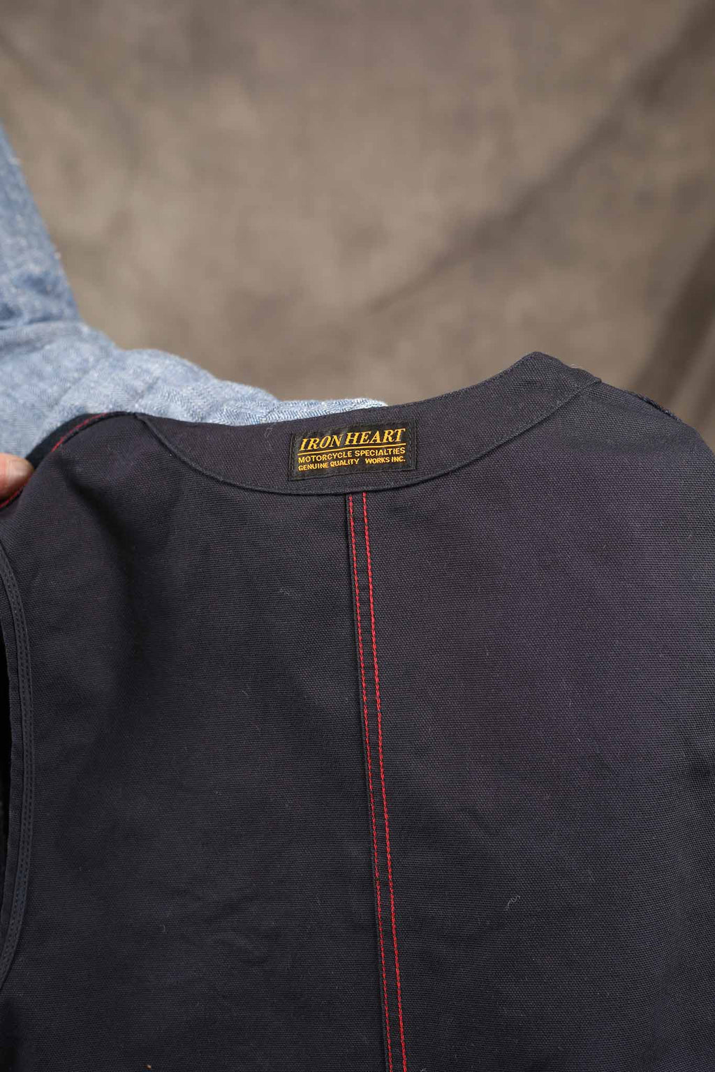 Iron Heart IHV-50-IND 14oz Sashiko Dobby Cloth / Duck Work Vest - Indigo