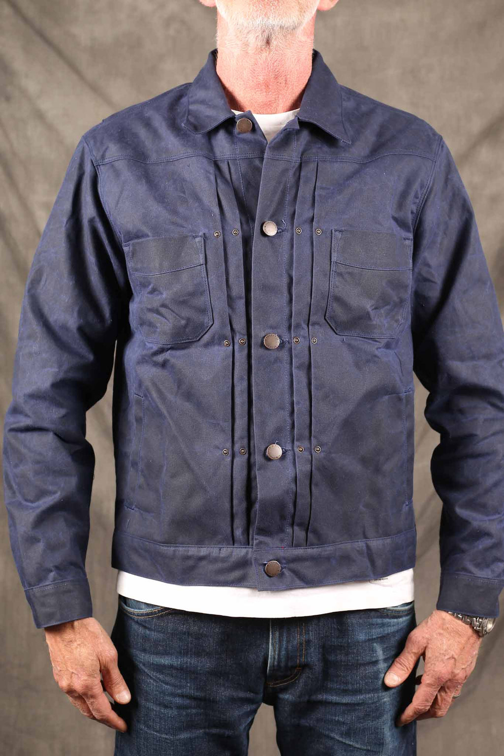 Freenote Cloth riders jacket waxed canvas NAVY / Purple Lining