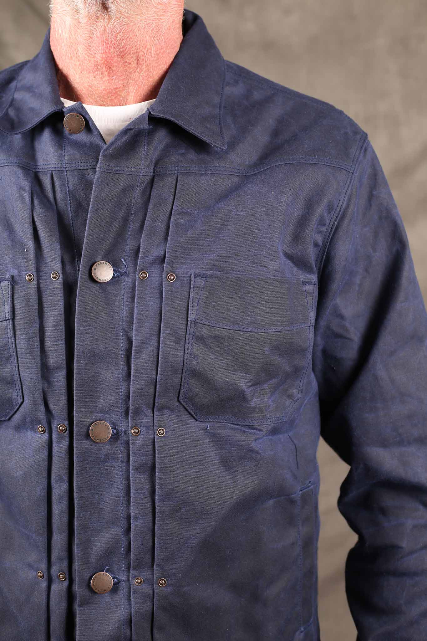 Freenote Cloth riders jacket waxed canvas NAVY / Purple Lining