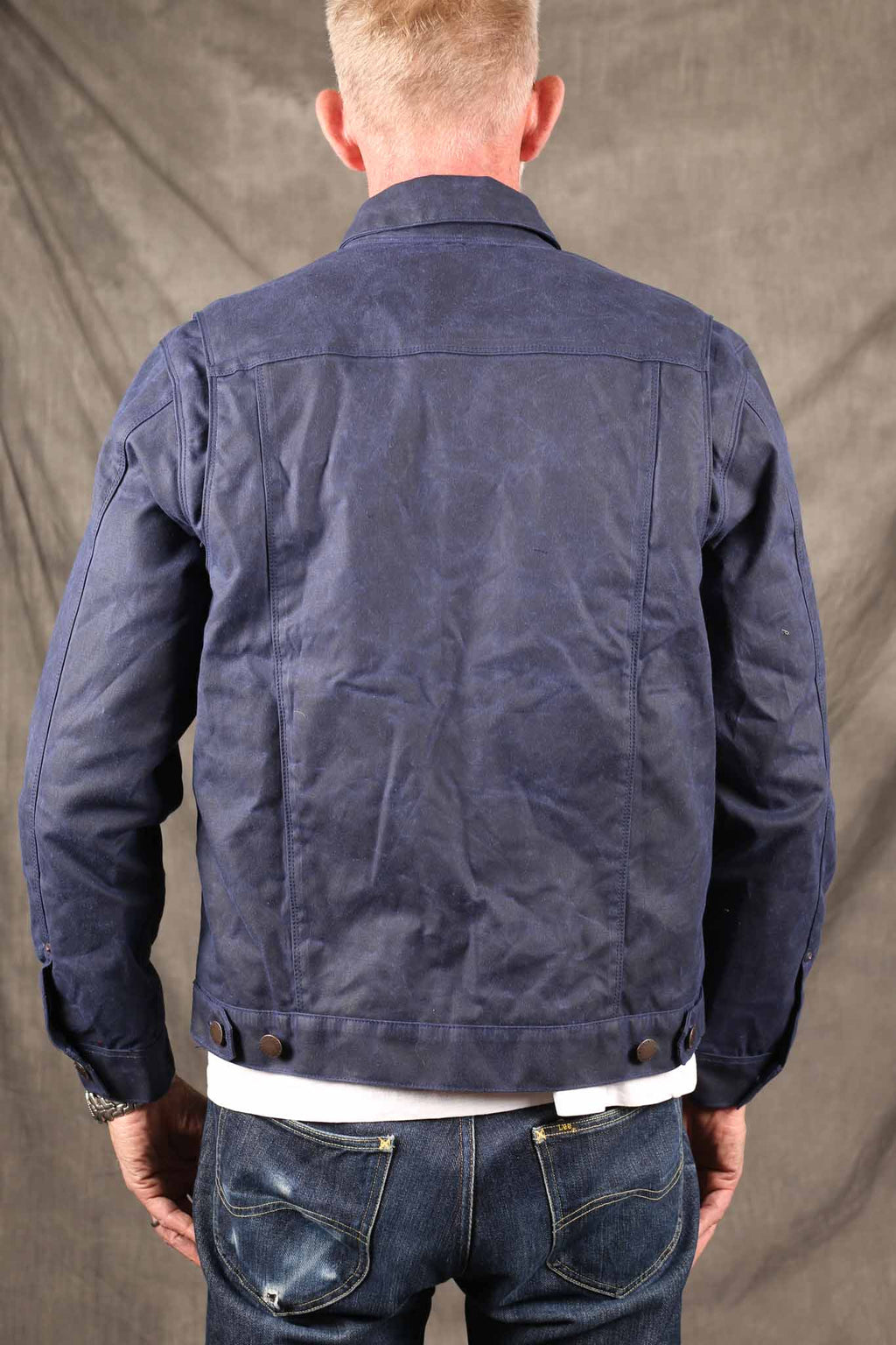 Freenote Cloth riders jacket waxed canvas NAVY / Purple Lining