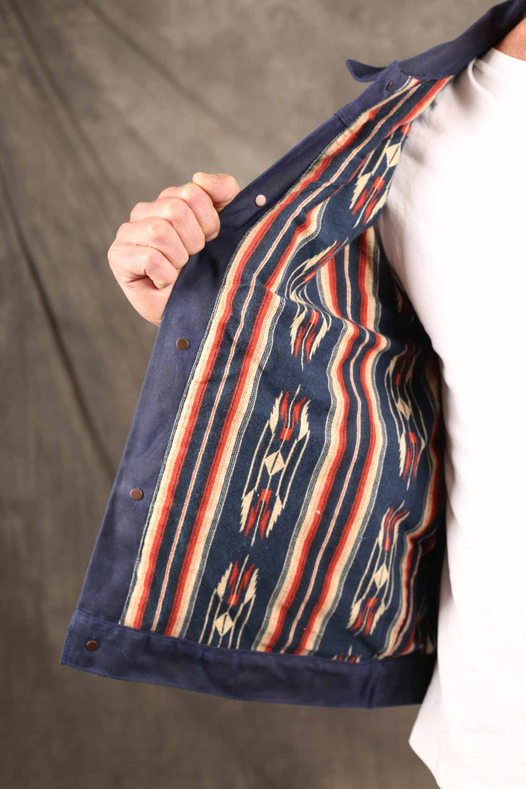 Freenote Cloth riders jacket waxed canvas NAVY / Blue Lining