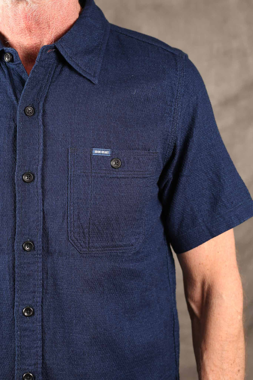 Iron Heart IHSH-417-IND - 5oz Double Gauze Short Sleeved Work Shirt - Indigo