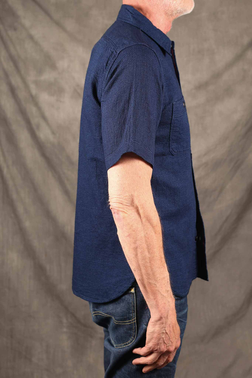 Iron Heart IHSH-417-IND - 5oz Double Gauze Short Sleeved Work Shirt - Indigo