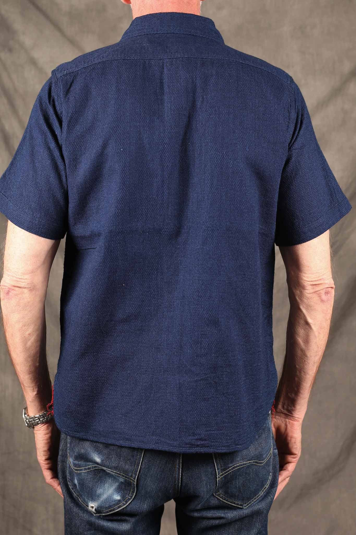 Iron Heart IHSH-417-IND - 5oz Double Gauze Short Sleeved Work Shirt - Indigo