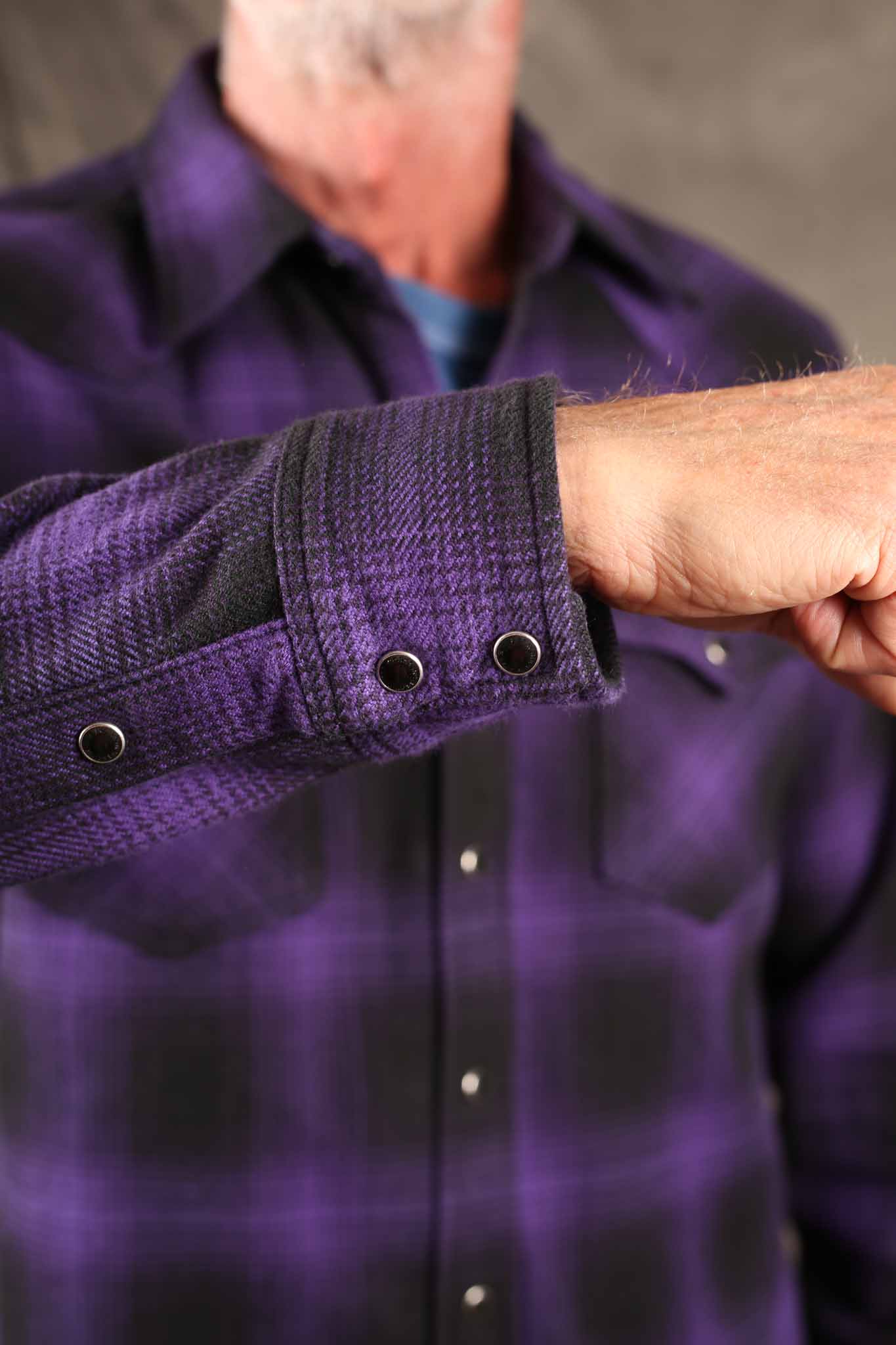 Iron Heart IHSH-264-PUR - Ultra Heavy Flannel Ombré Check Western Shirt - Purple/Black