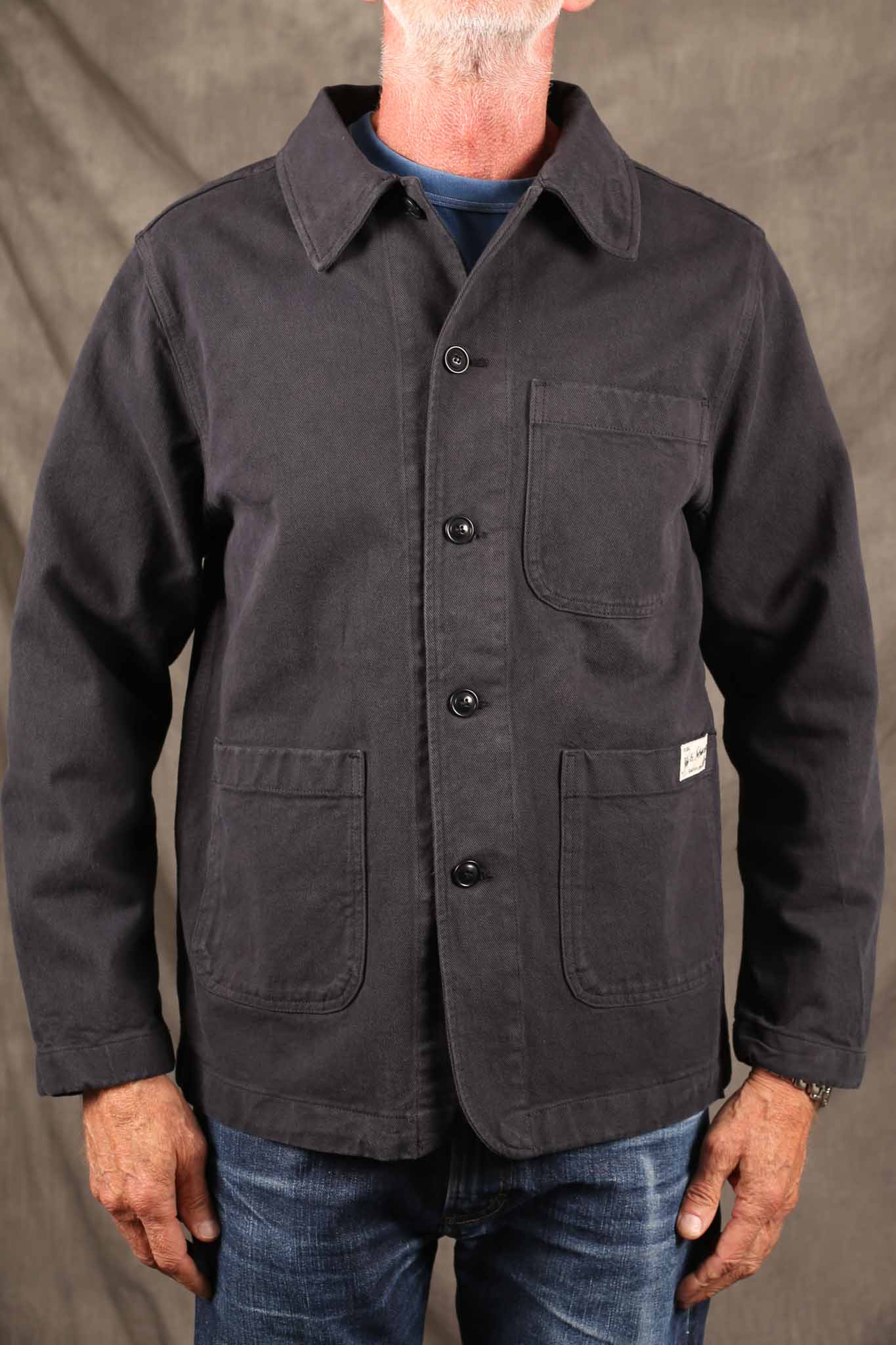 Merz b. Schwanen JKT05.98.2 Cropped Worker's Cotton Twill Jacket Charcoal