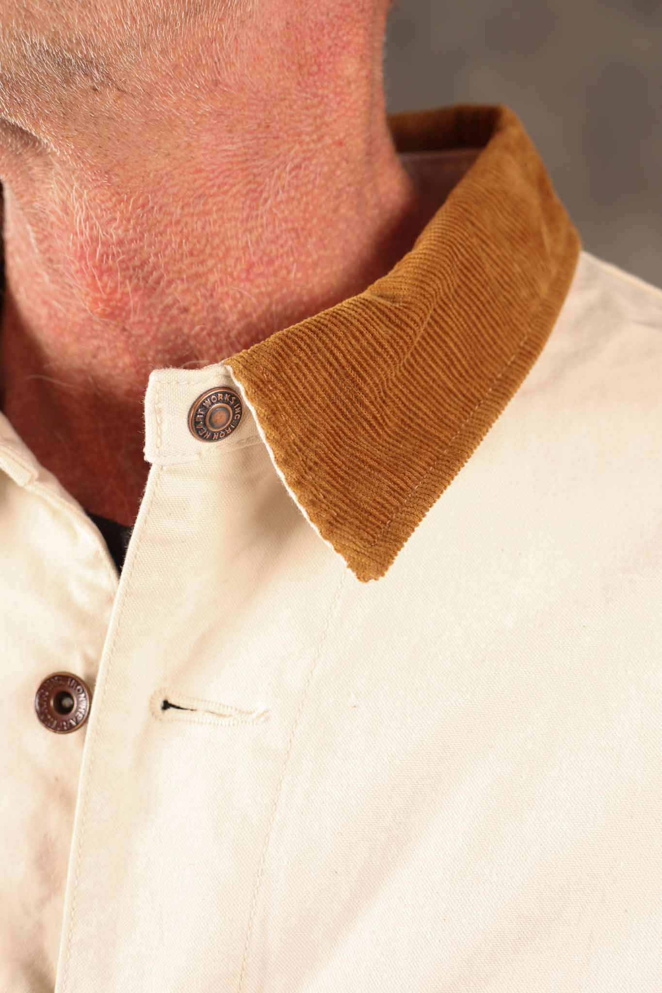 IRON HEART - IHJ-148-IVO - 10oz Kurashikizome® Organic Cotton Duck Chore Jacket - Ivory