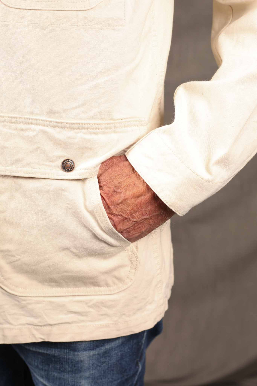 IRON HEART - IHJ-148-IVO - 10oz Kurashikizome® Organic Cotton Duck Chore Jacket - Ivory