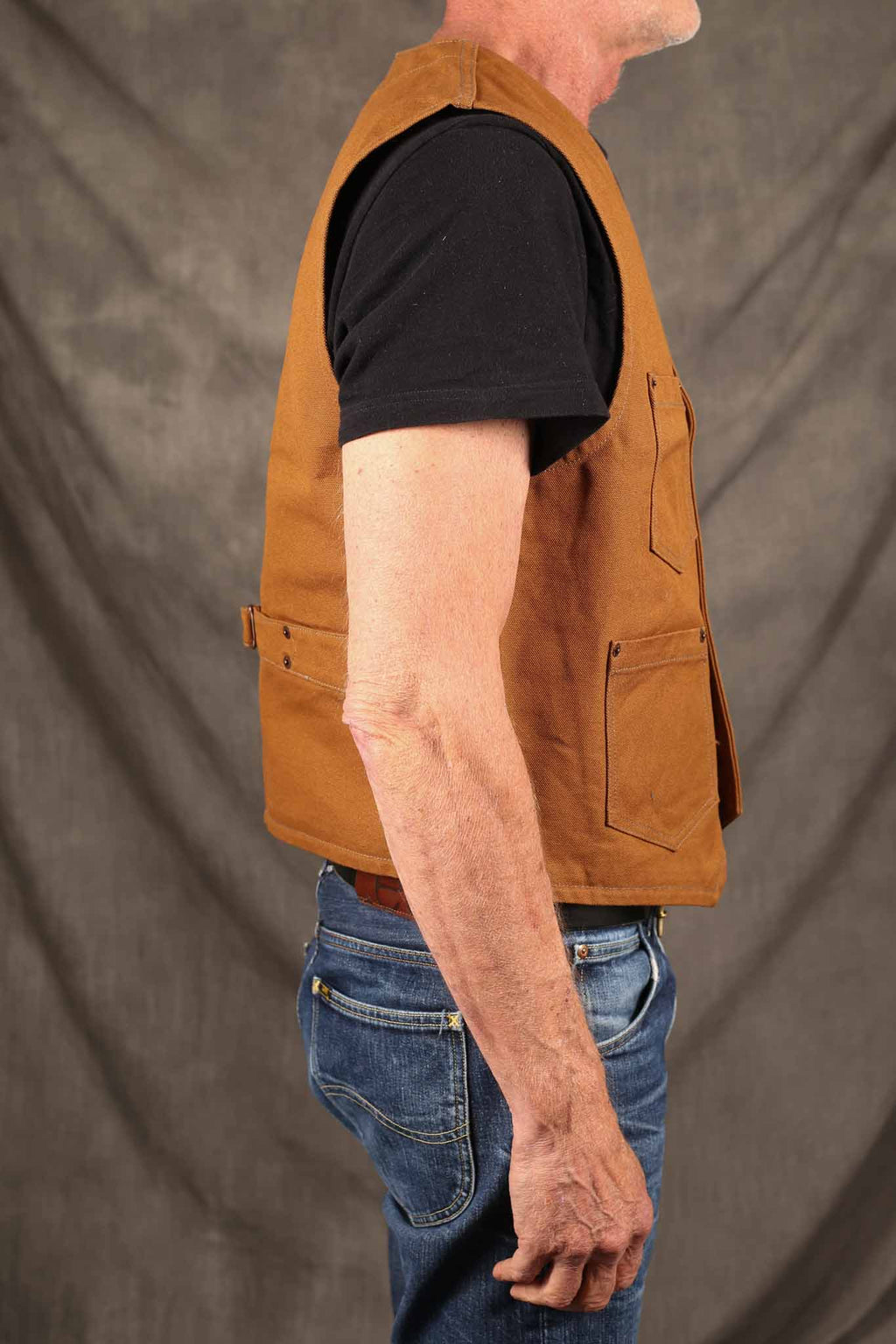 Iron Heart IHV-03-BRN 14oz 17oz Cotton Duck Work Vest - Brown